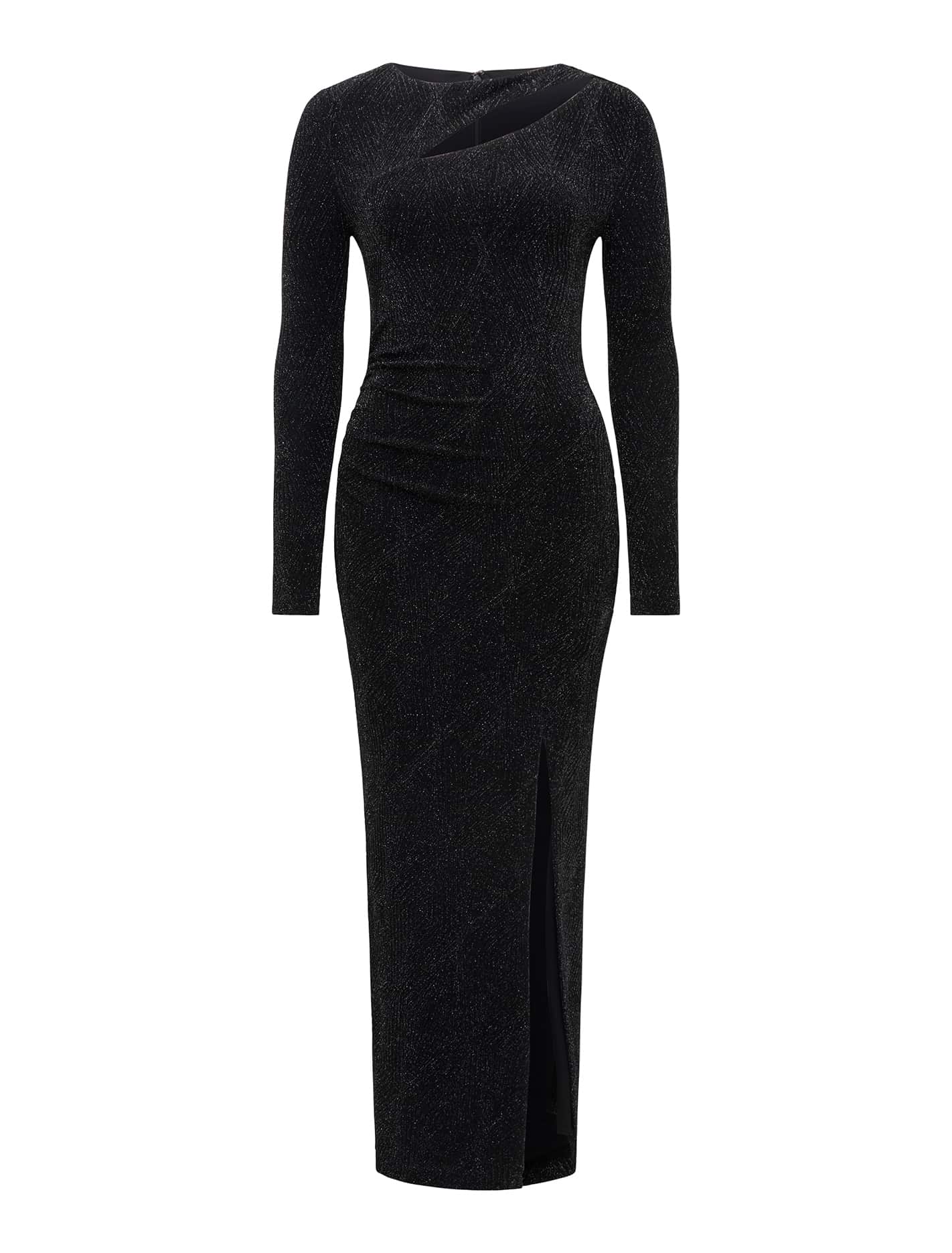 Christy Metallic Jacquard Bodycon Midi Black_mannequin