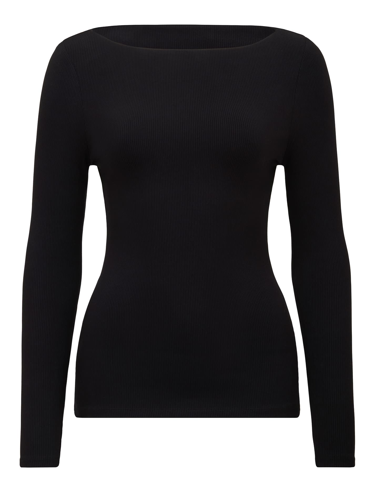 Brie Boat Neck Long Sleeve Top Black_mannequin