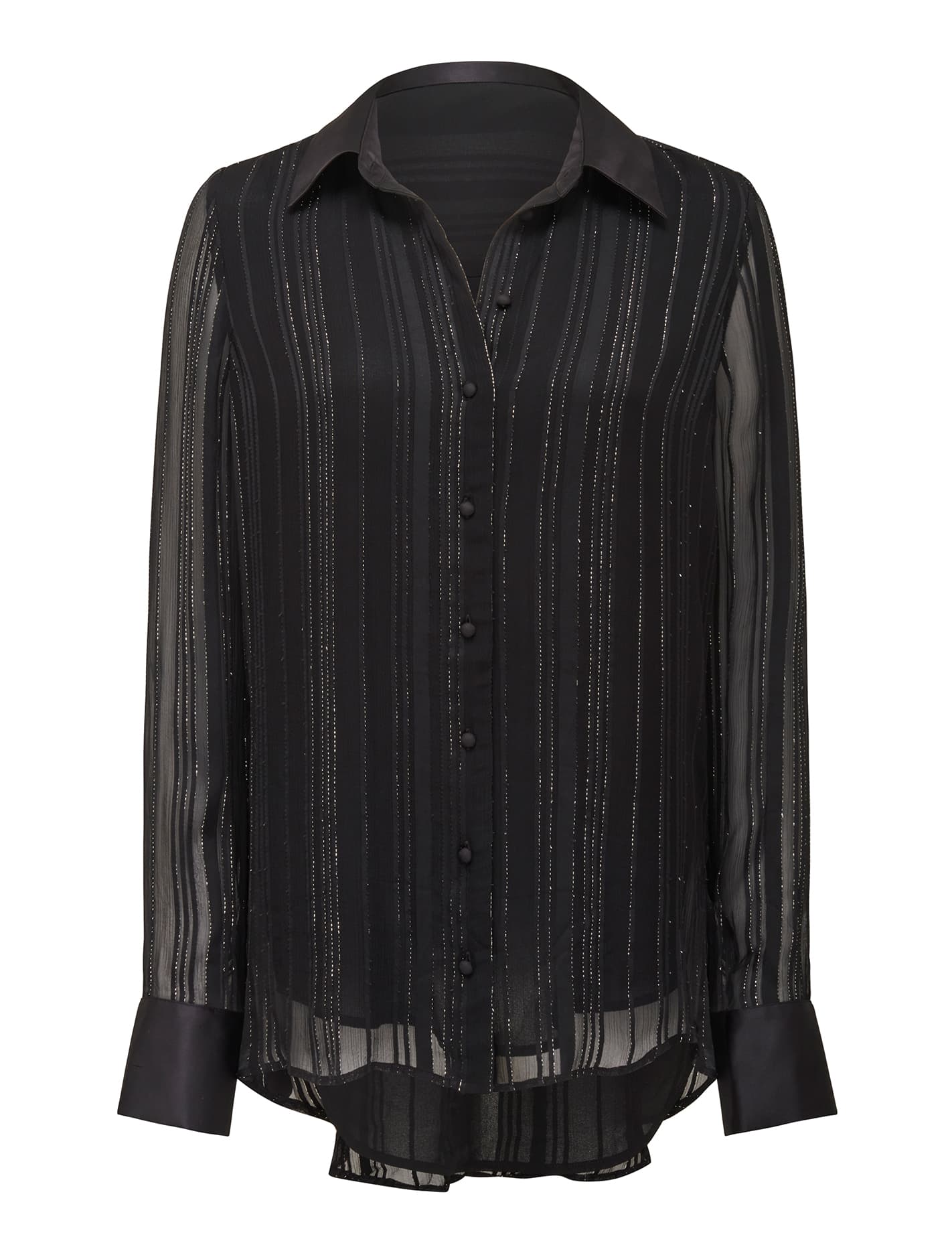 Lina Metallic Self Stripe Tunic Black_mannequin