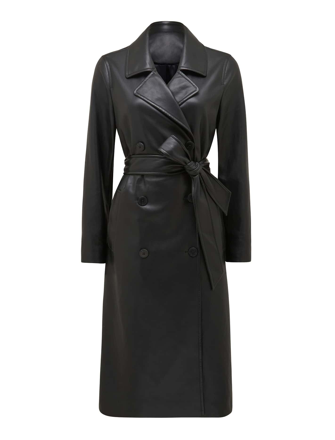 Ronnie Vegan Leather Trench Coat Black_mannequin