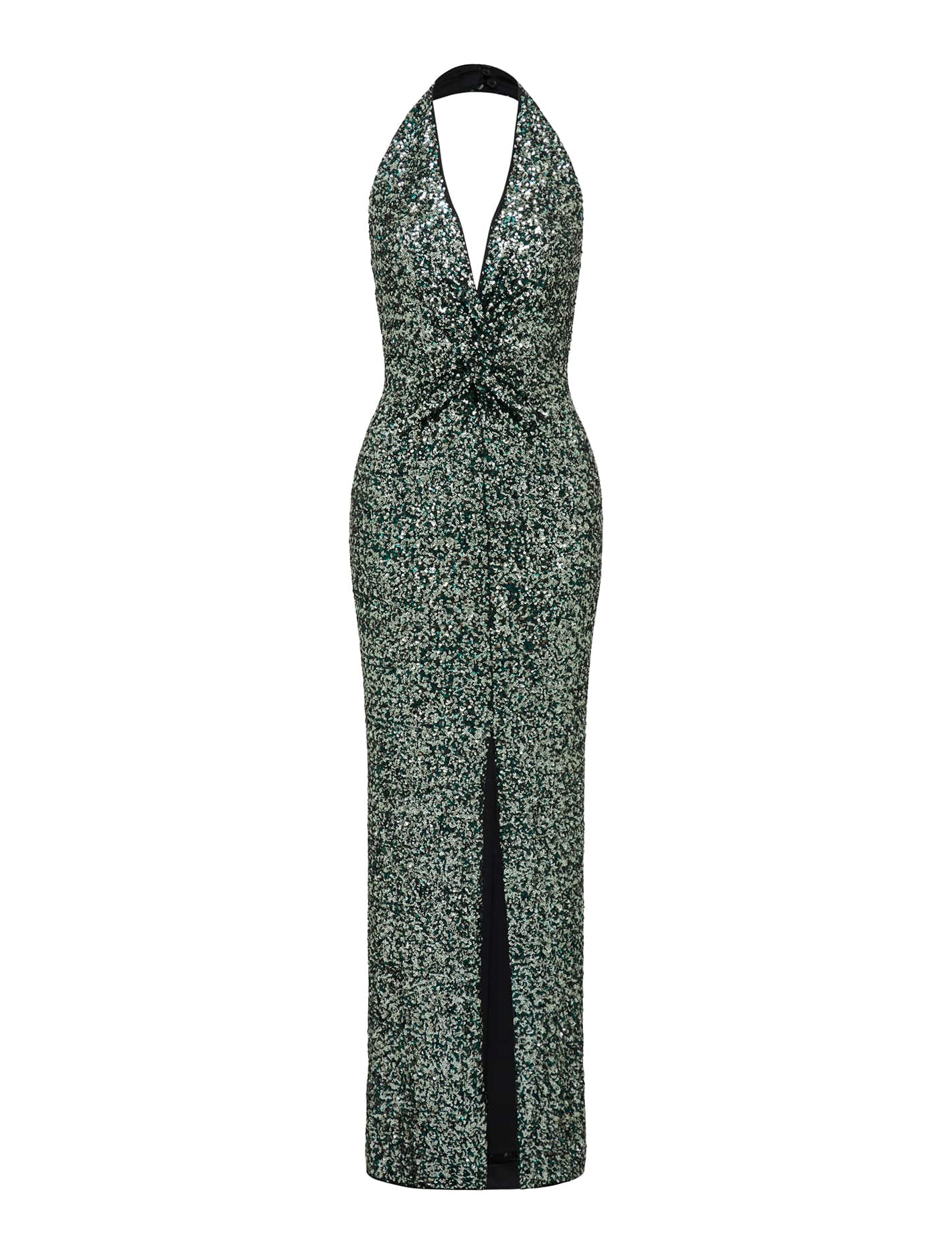 Brooke Sequin Halter Neck Gown Dark Green_mannequin