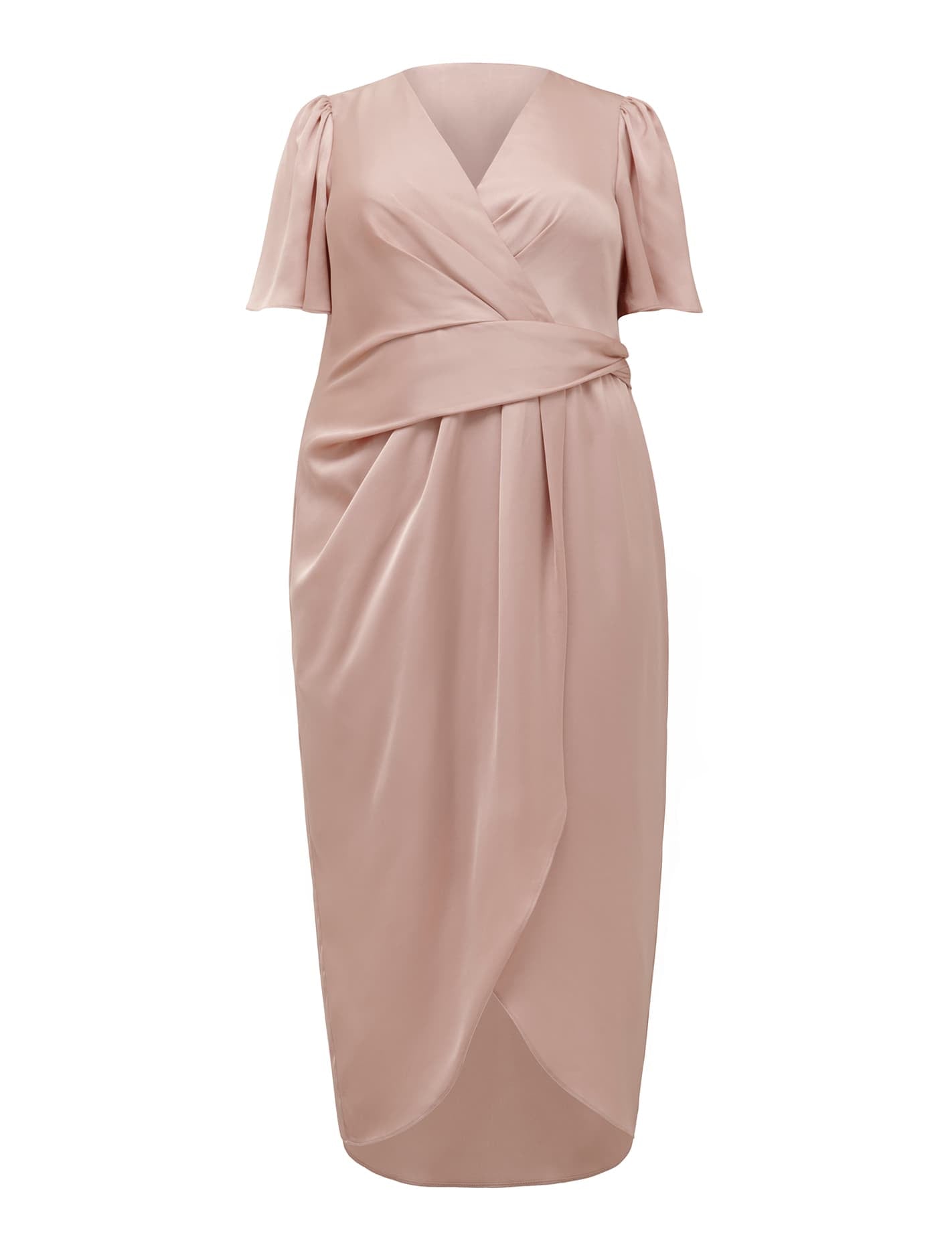 Estelle Curve Flutter-Sleeve Midi Dress Blush_mannequin