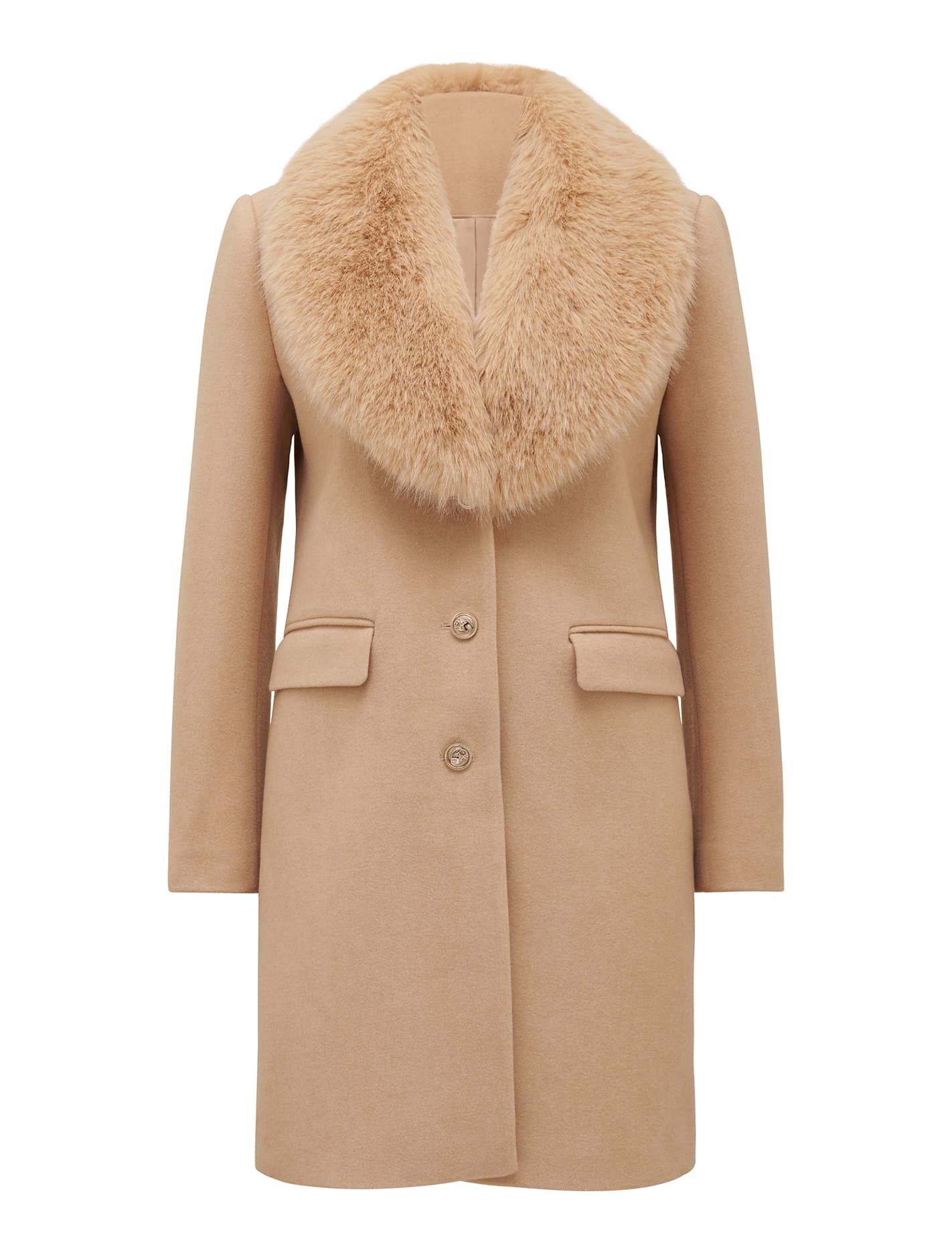 Lucinda Short Fur Collar Coat Camel_mannequin