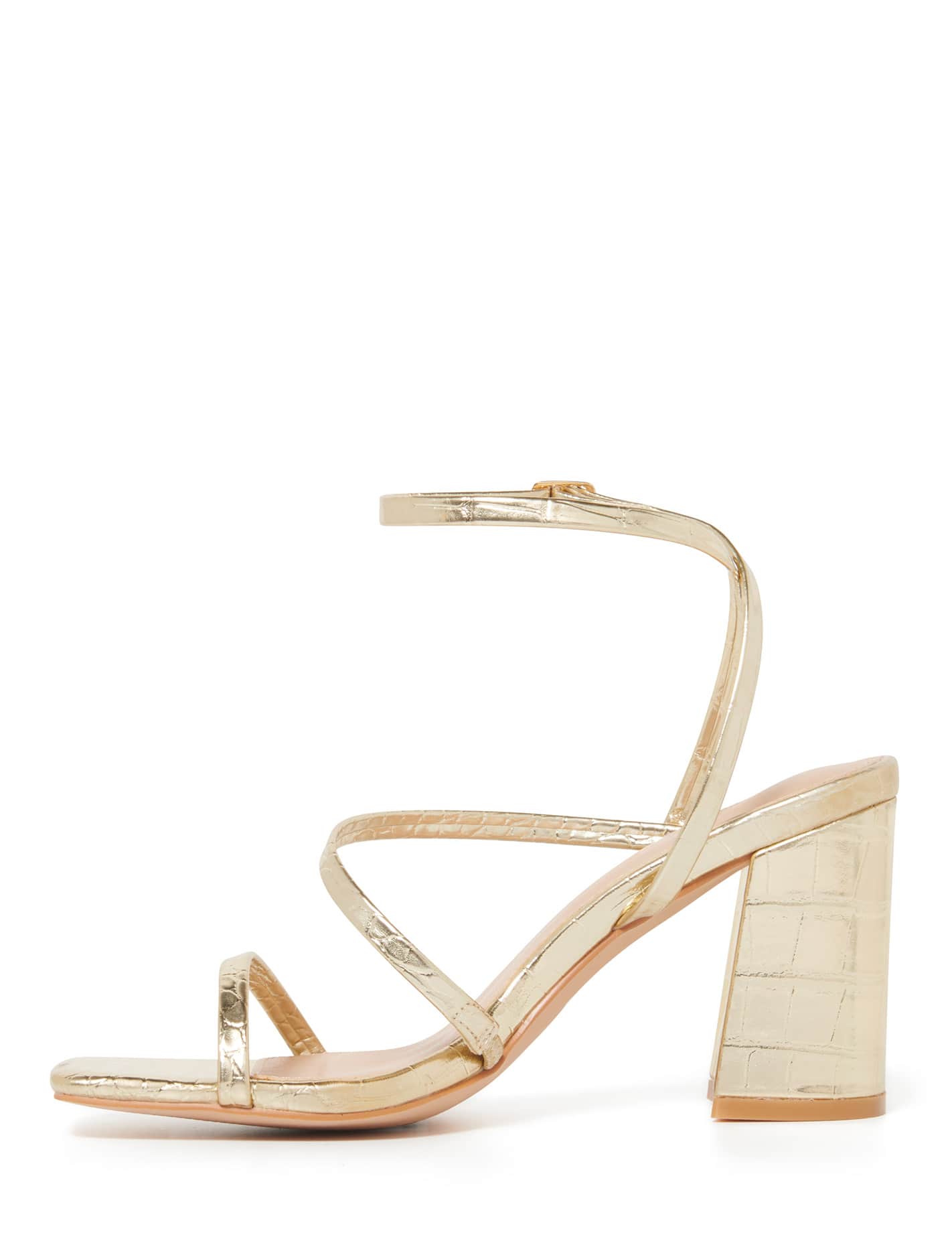 Felicity Block Heel Gold Croc_mannequin