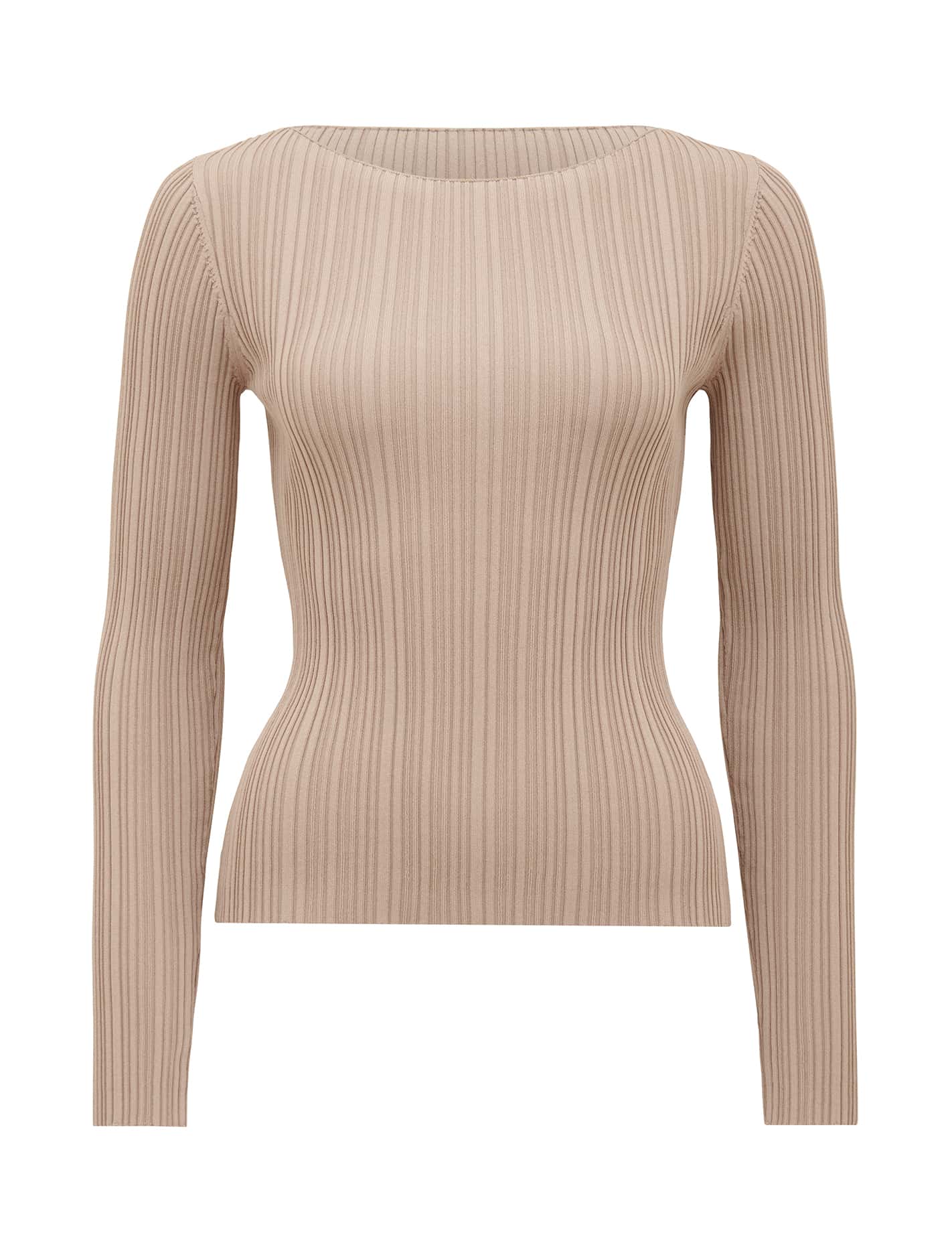 Evie Long Sleeve Rib Knit Top Mushroom_mannequin