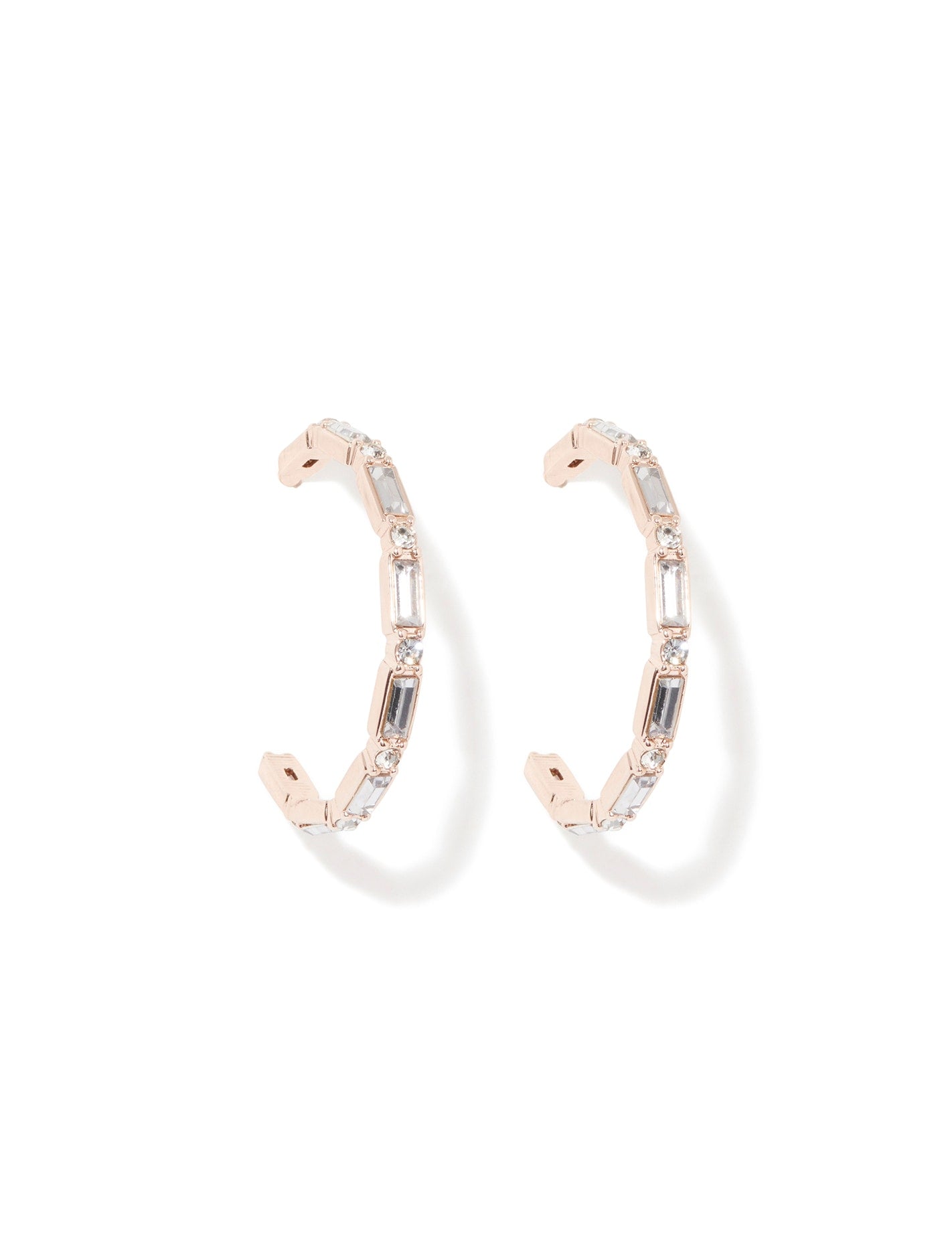 Odette Baguette Stone Hoop Rose Gold_mannequin