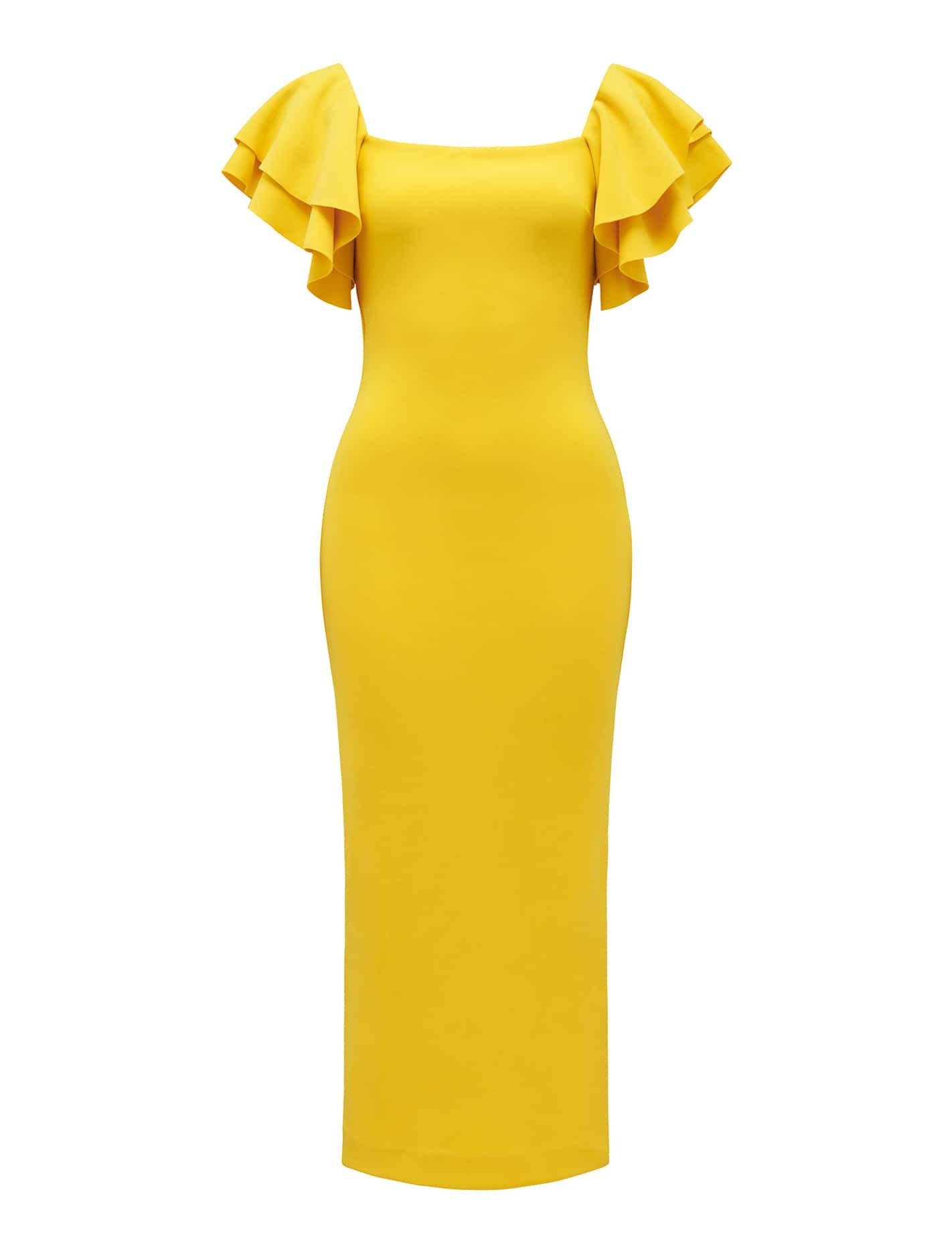 Kiki Ruffle-Sleeve Bodycon Dress Sunflower_mannequin