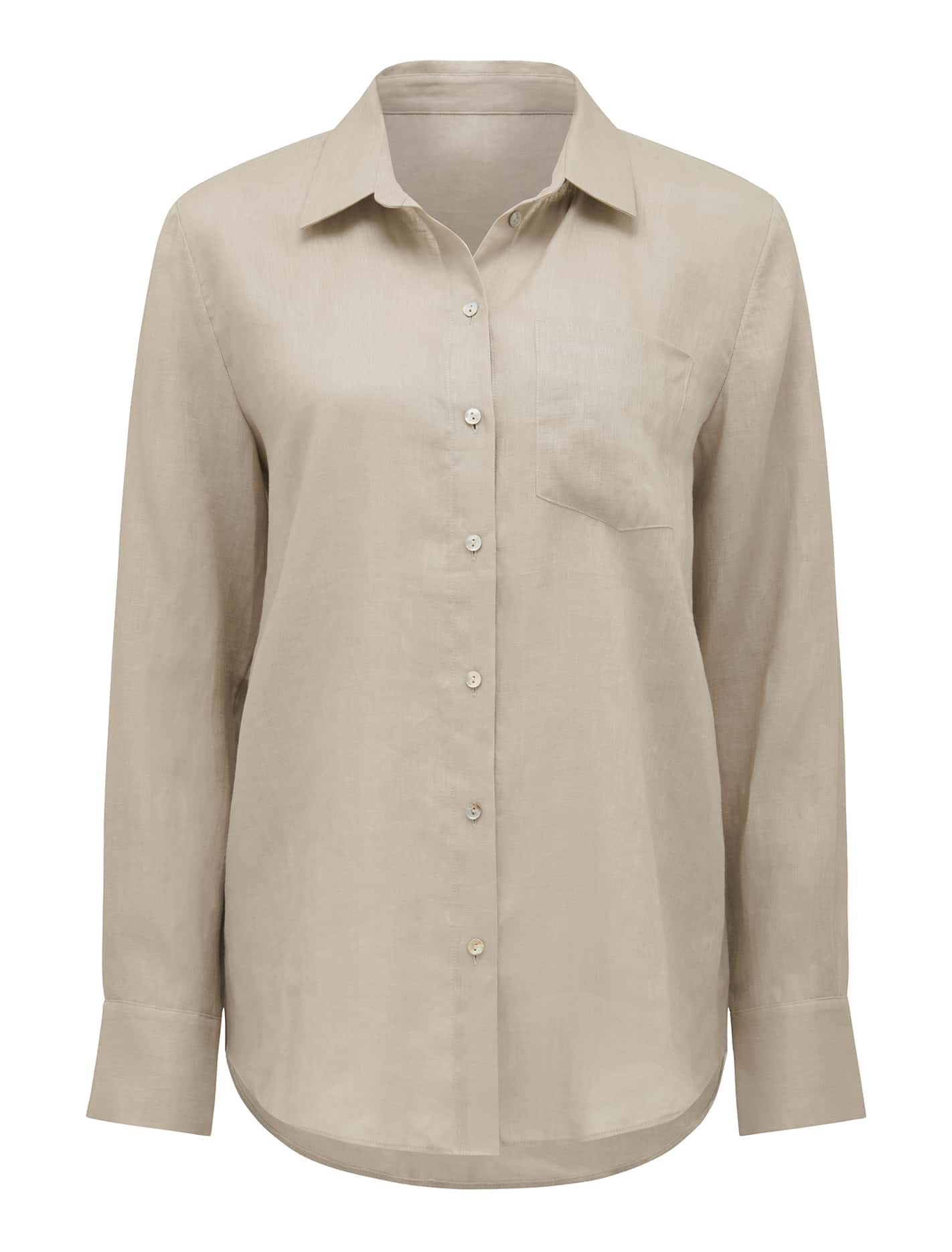 Lydia Oversized Linen Shirt Light Fawn_mannequin