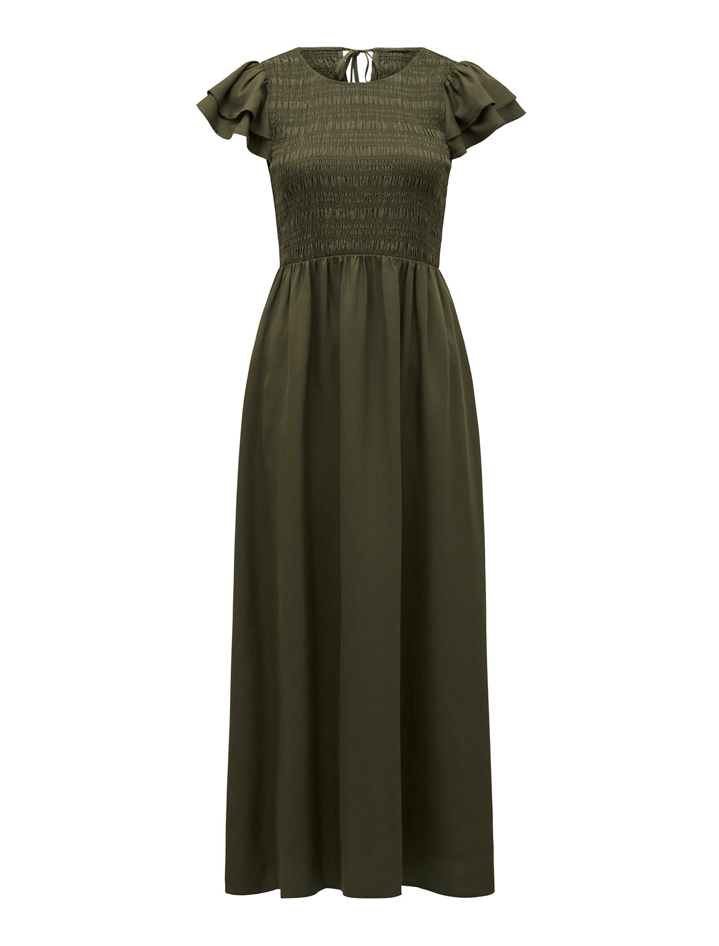 Tallulah Shirred Midi Khaki_mannequin