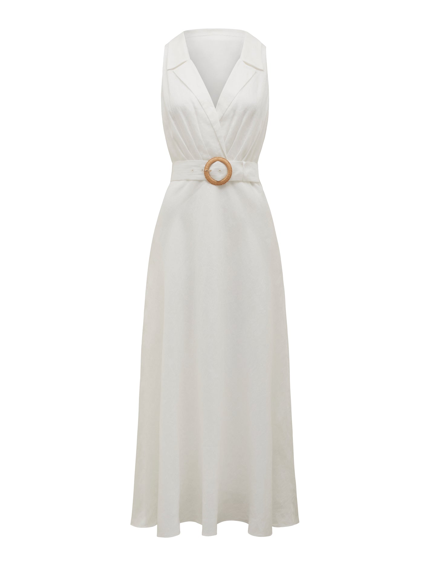 Paulina Collar Detail Belted Midi Porcelain_mannequin