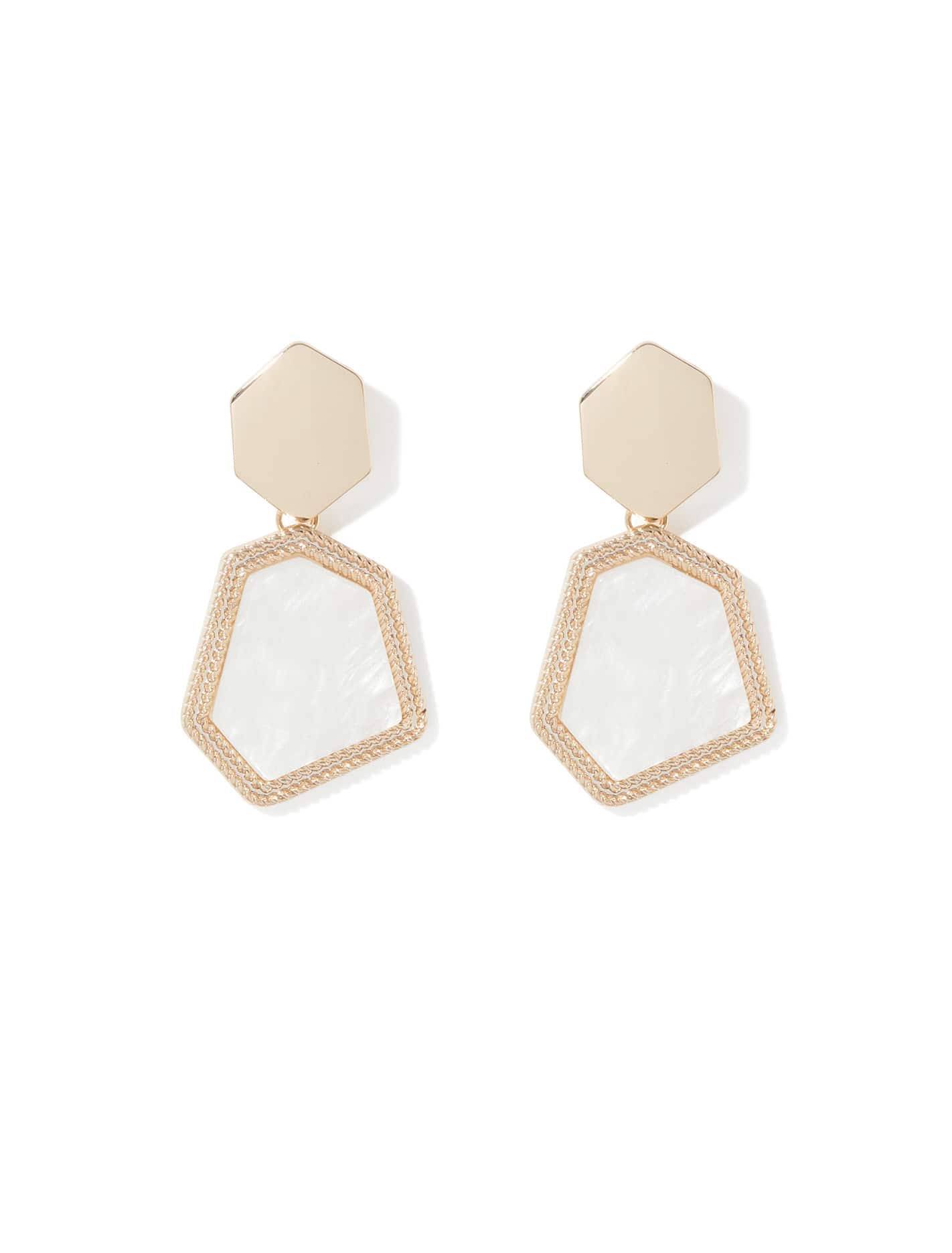 Julie Geo Acrylic Earring Ivory/Gold_mannequin