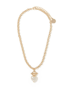 Shelley T-Bar Pearl Heart Necklace Pearl/Gold_mannequin