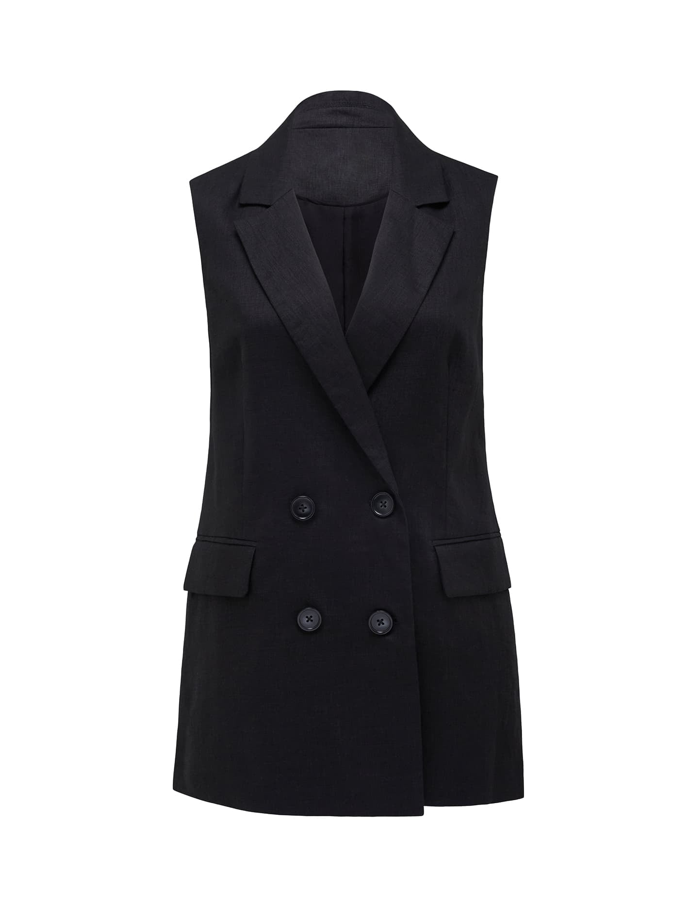 Sophia Linen Blend Waistcoat Black_mannequin