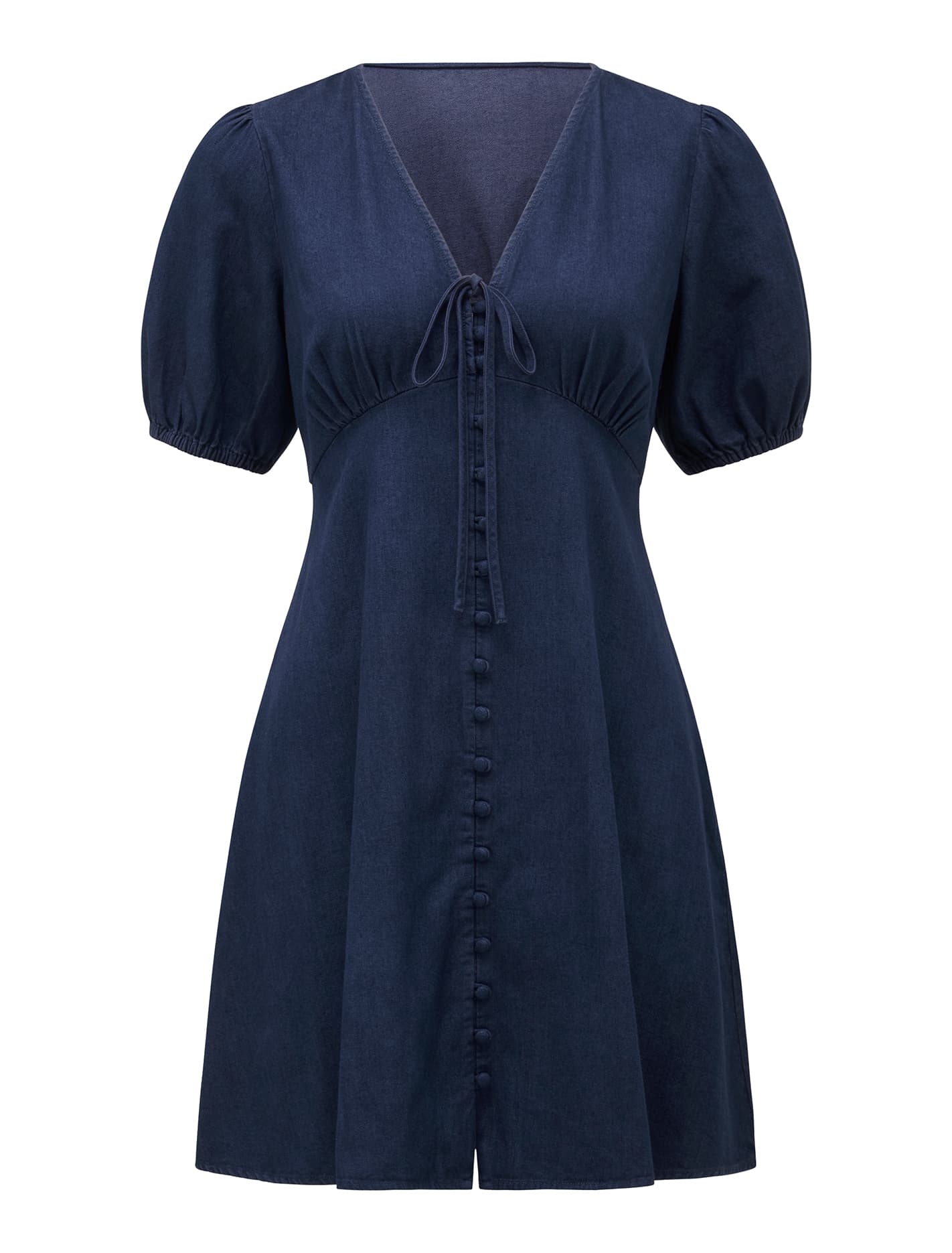 Darcie Denim Ruched Bodice Dark Wash_mannequin