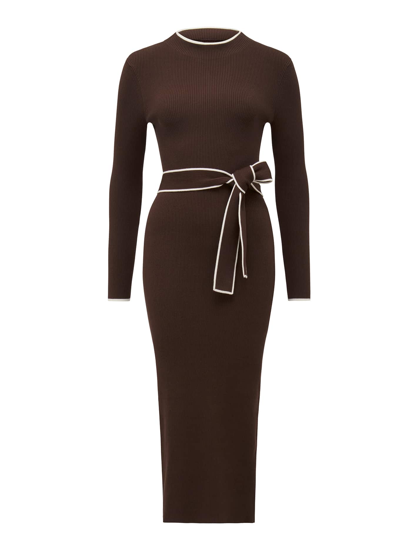 Ariella Petite Knit Midi Dress Chocolate Tipped_mannequin