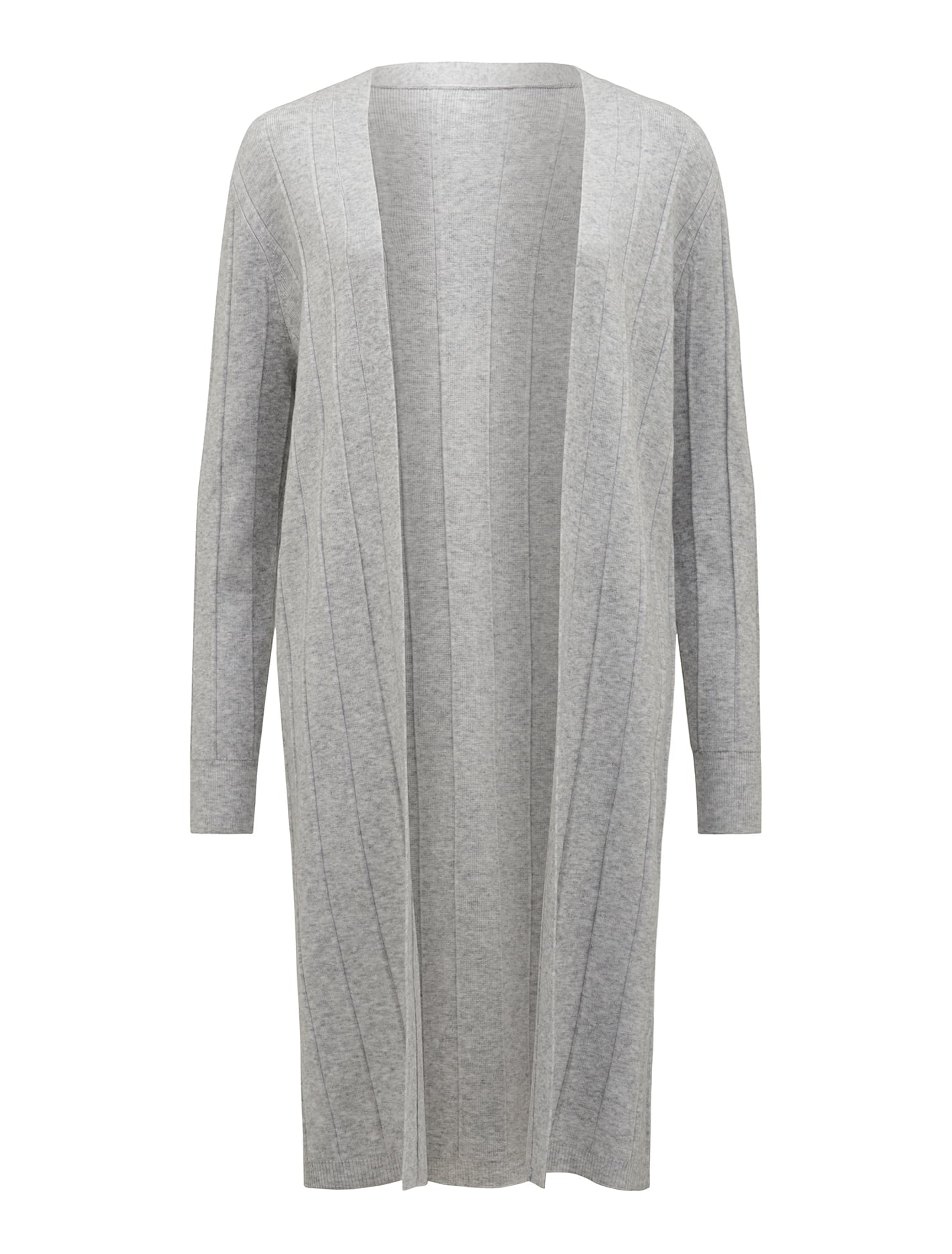 Daphne Long Line Ribbed Cardigan Silver Grey_mannequin