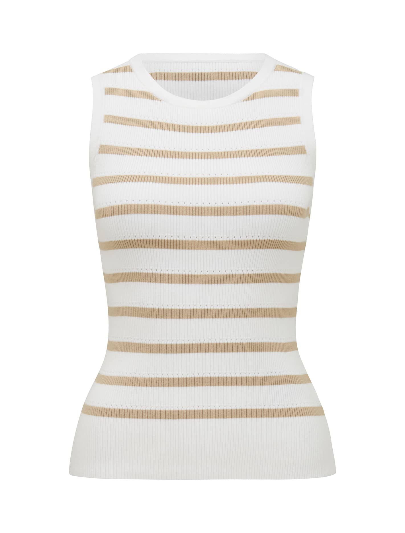 Ariel Placement Stripe Knitted Tank Porcelain/ Neutral Stripe_mannequin
