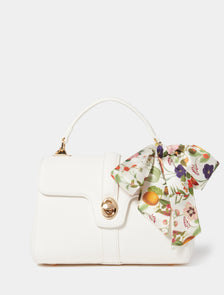 Aubree Scarf Top Handle Bag White/ Print_mannequin