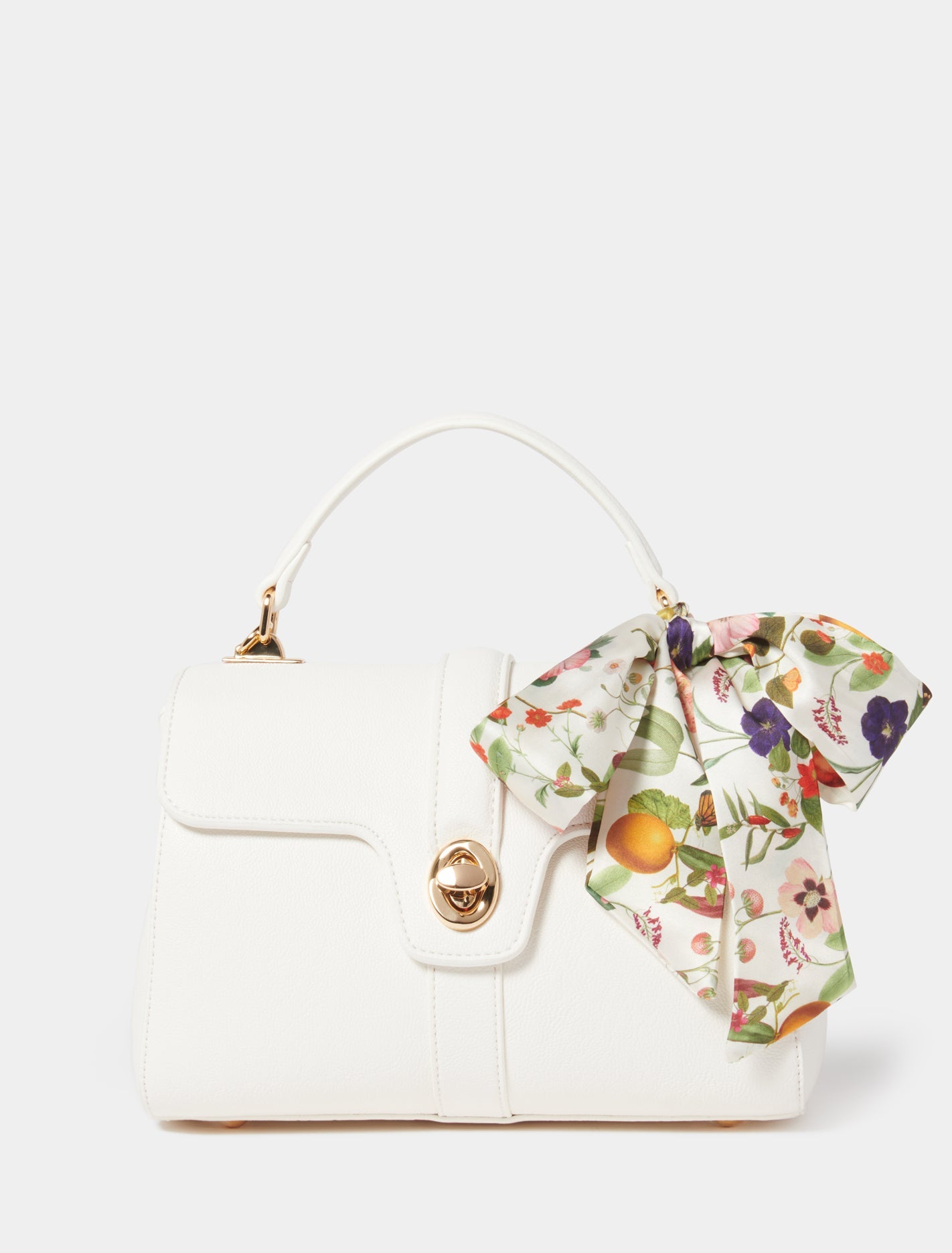 Aubree Scarf Top Handle Bag White/ Print_mannequin
