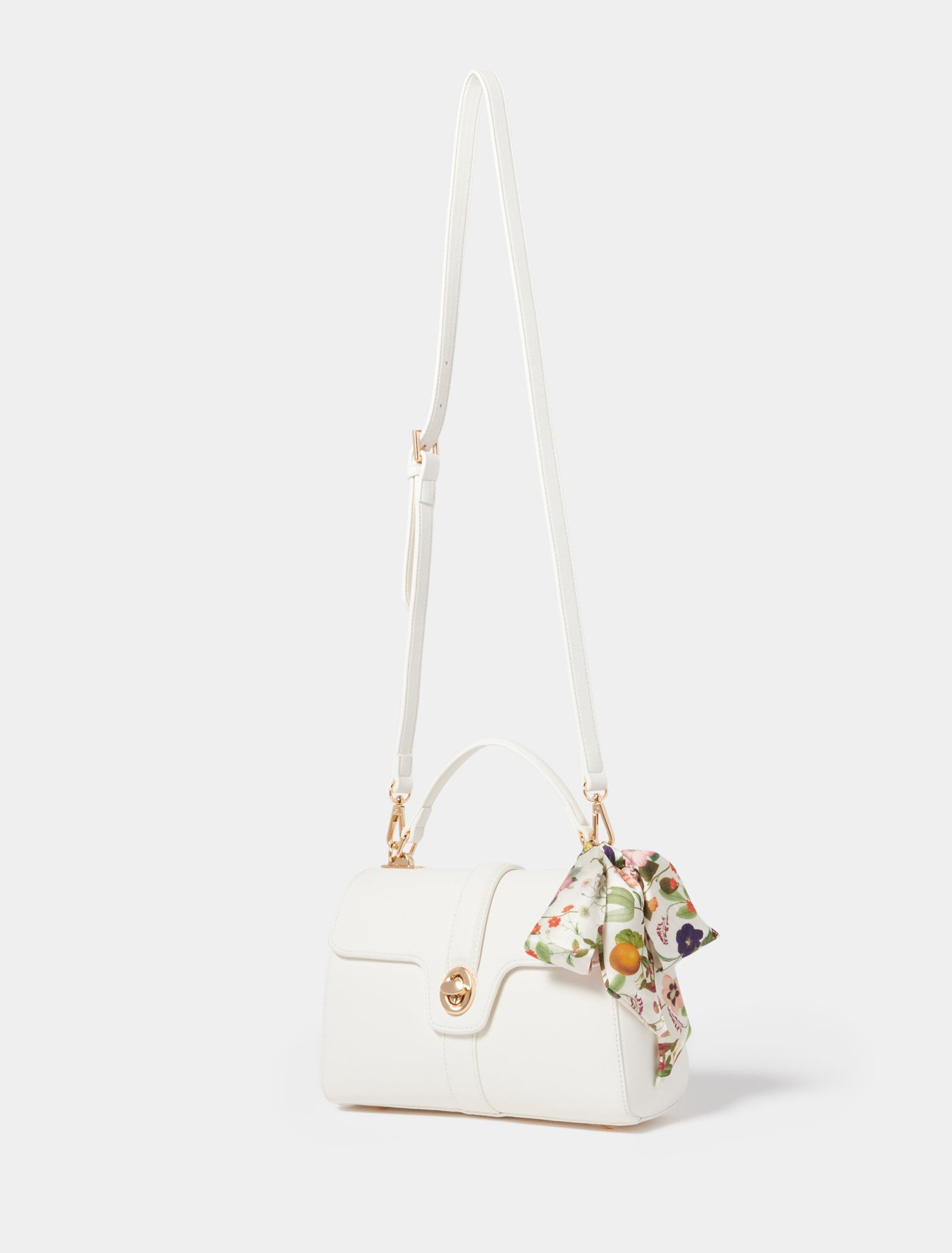 Aubree Scarf Top Handle Bag White/ Print_mannequin