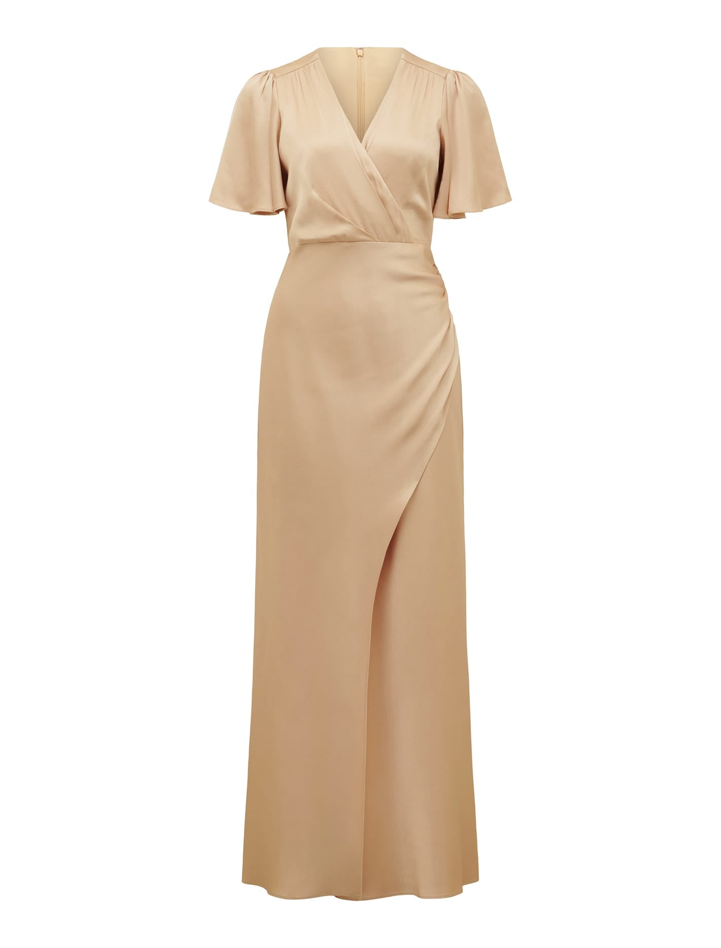 Chelsea Flutter Sleeve Satin Maxi Mystic Gold_mannequin