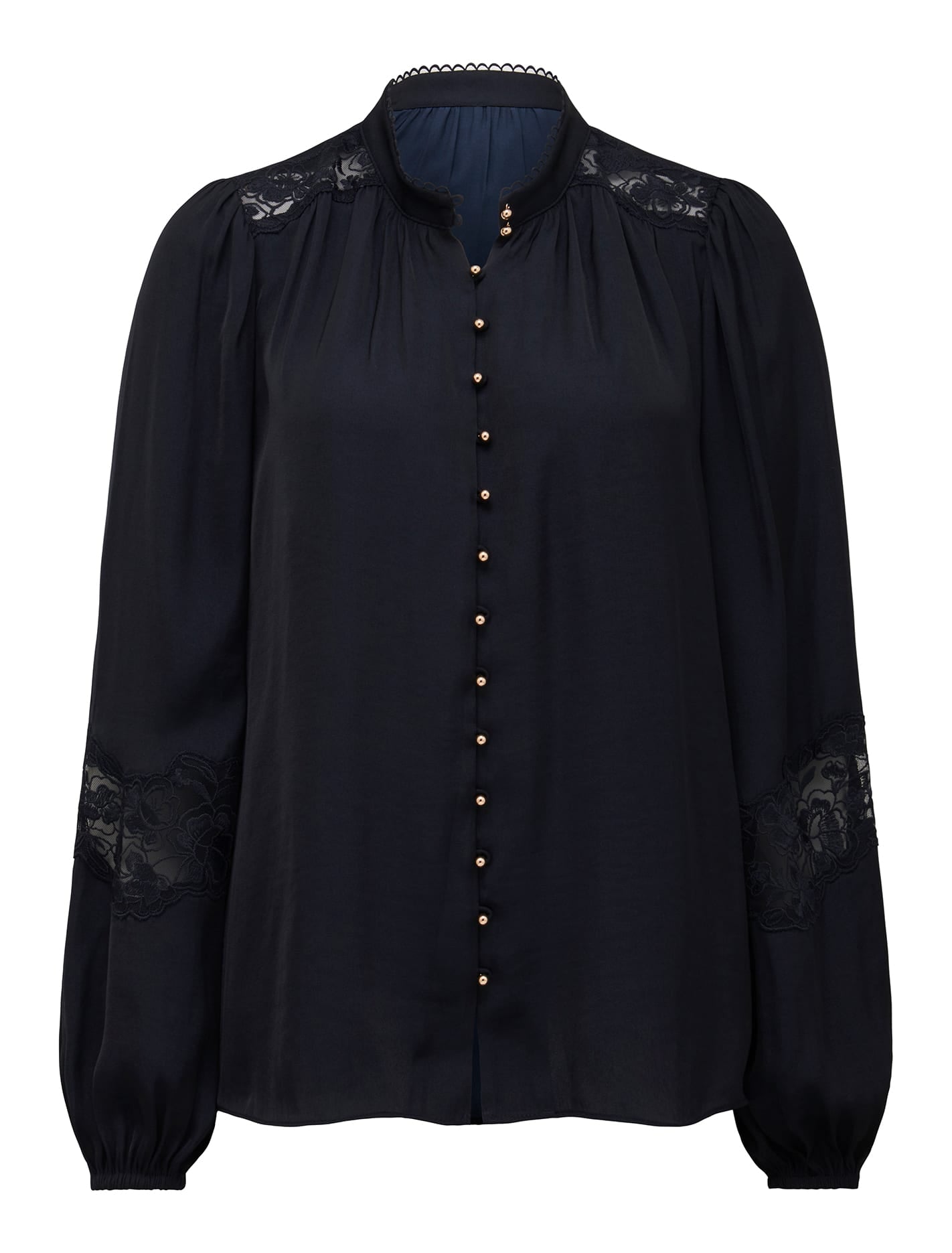 Annalise Lace Sleeve Blouse Navy_mannequin