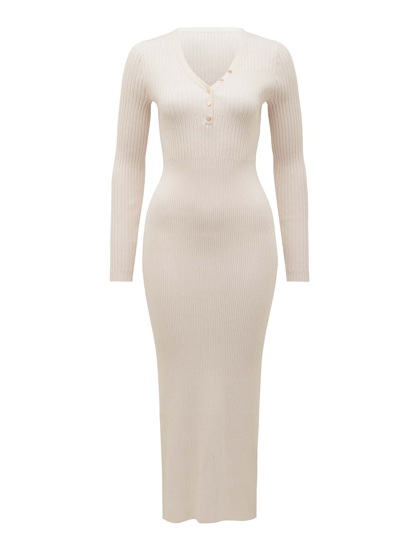 Teagan Ribbed Knit Midi Dress Cream_mannequin