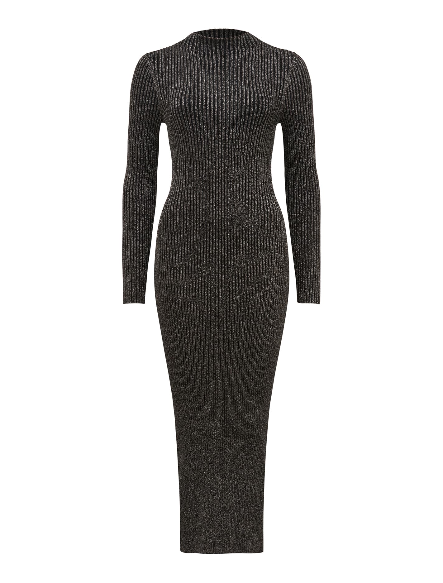 Eliza Ribbed Column Midi Dress Gunmetal/ Black_mannequin