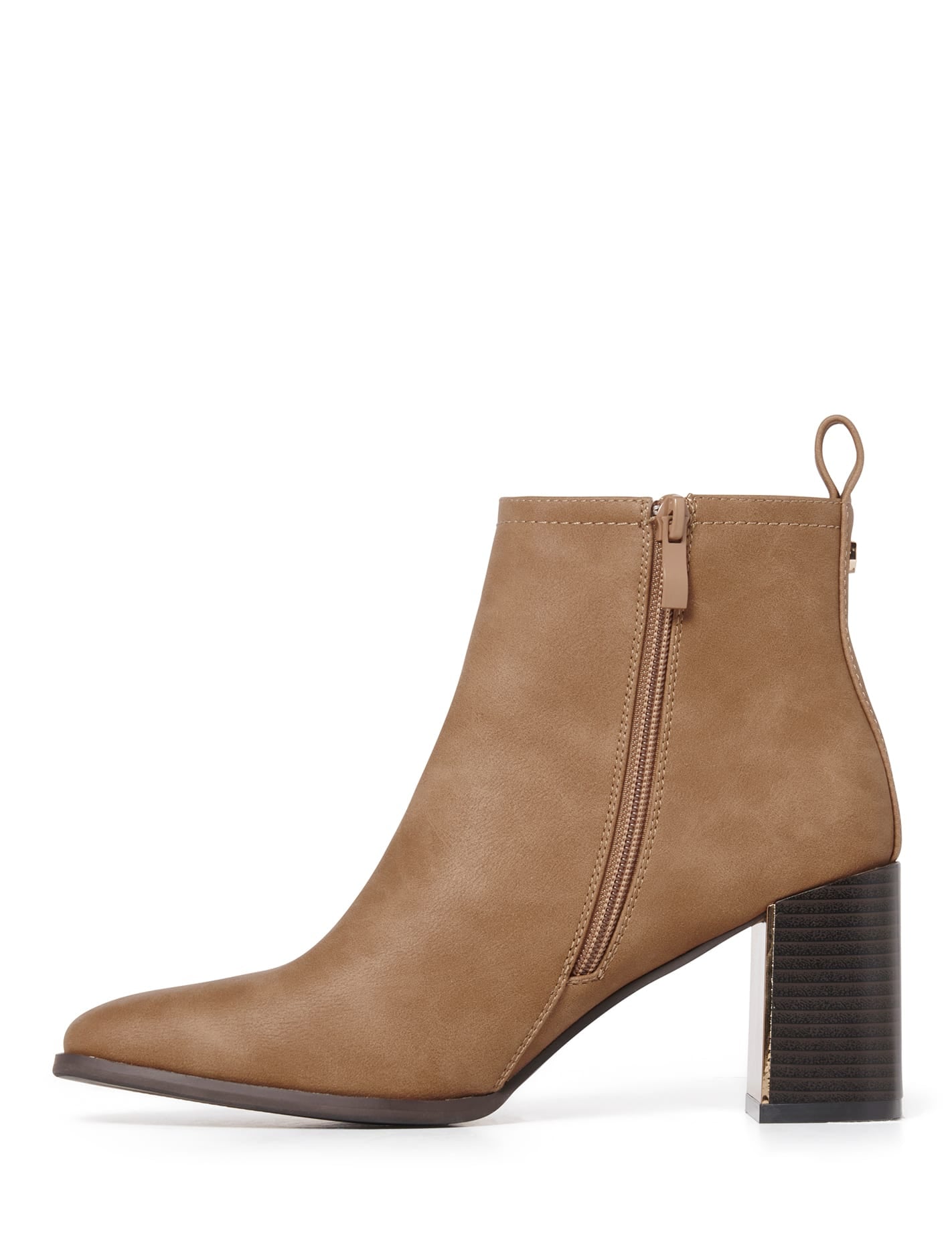 Della Zip Heeled Boot Taupe_mannequin