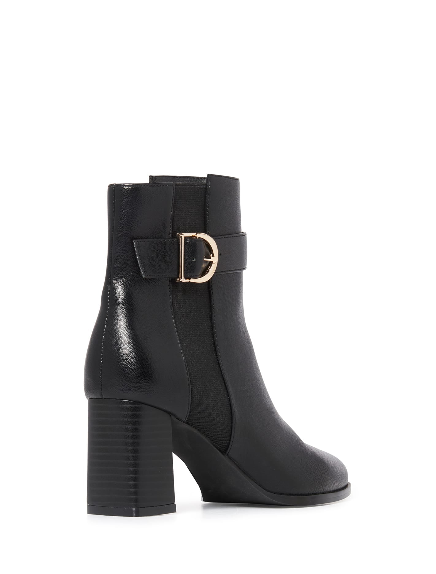 Gemma Buckle Block Heel Boot Black_mannequin