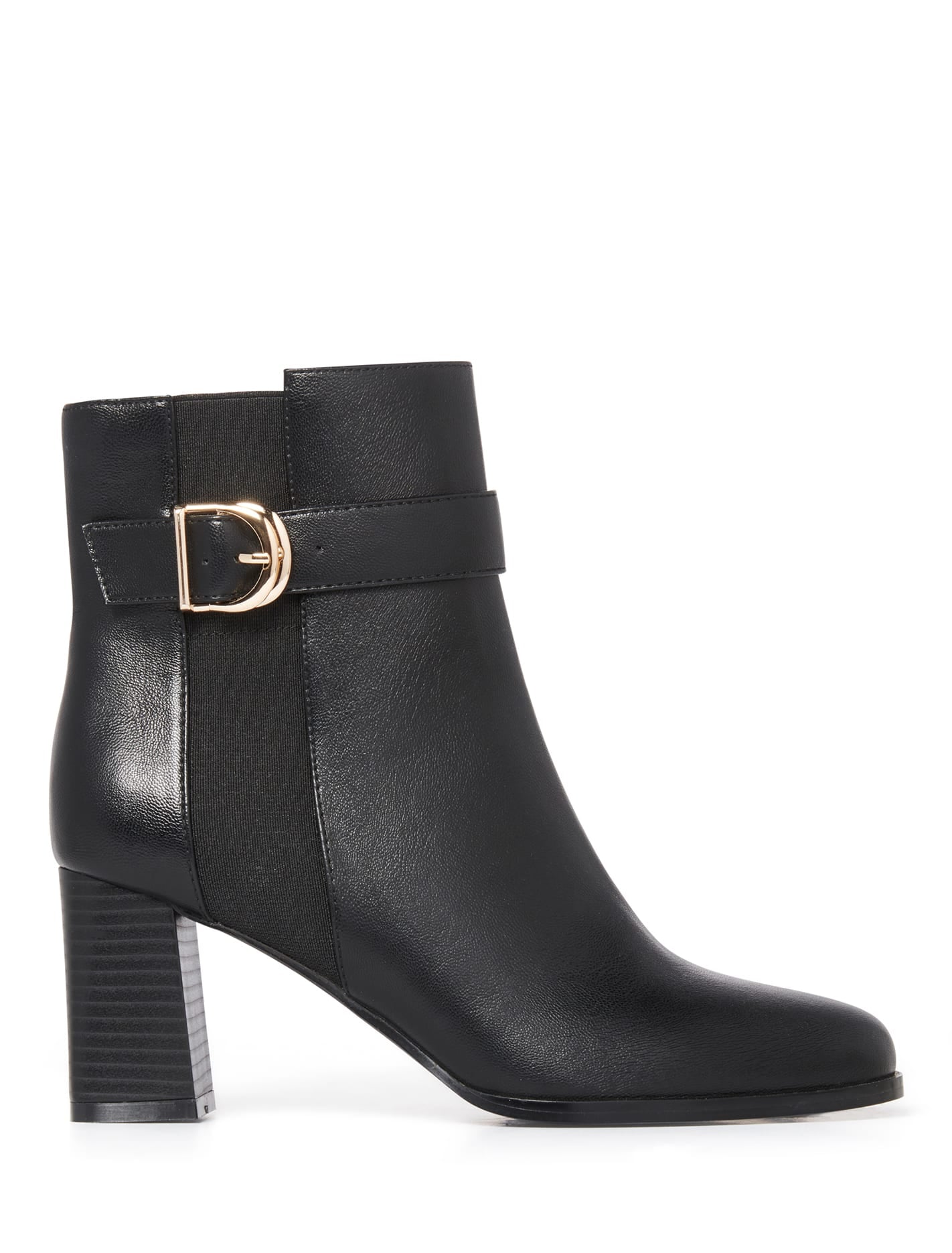 Gemma Buckle Block Heel Boot Black_mannequin
