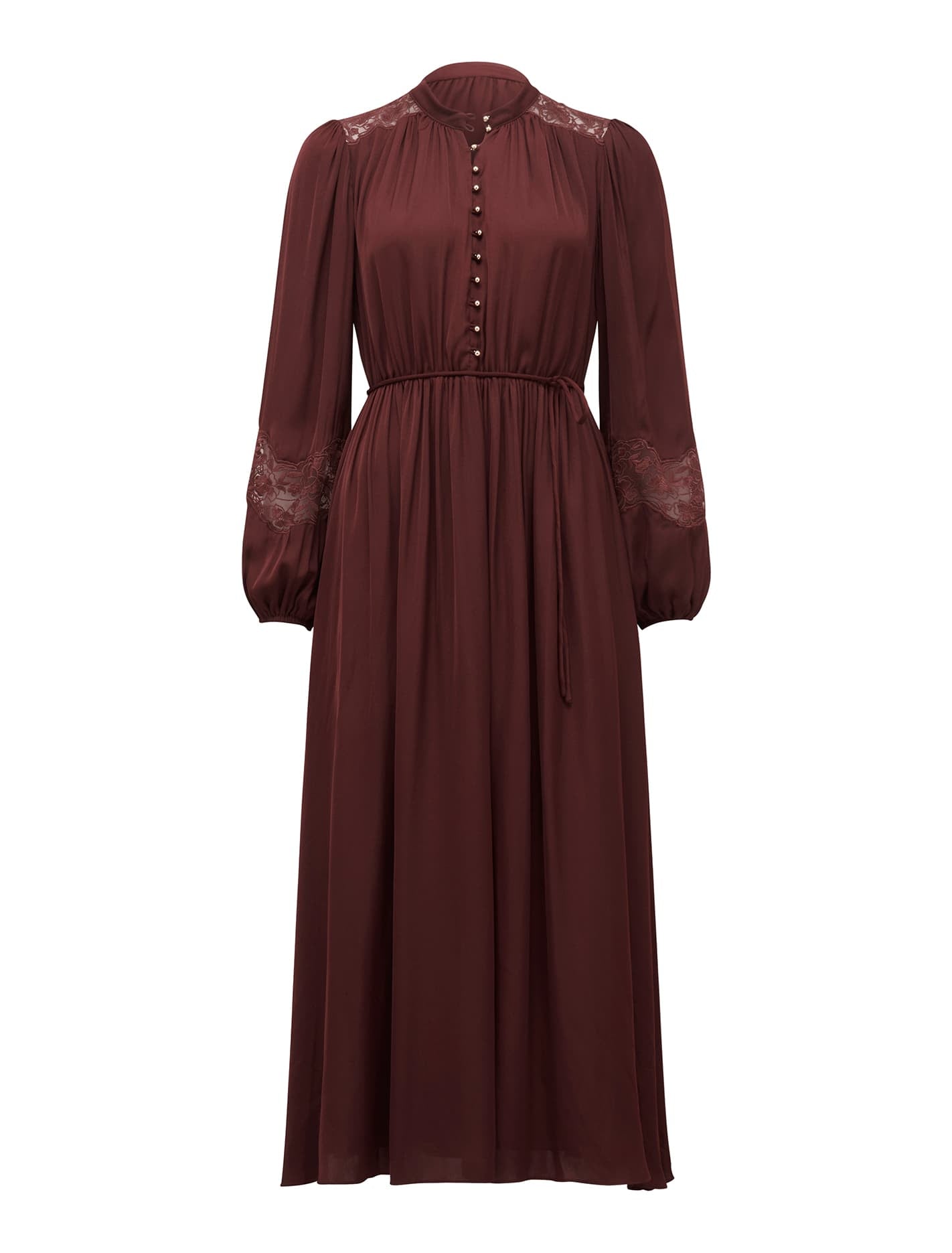 Paisley Trim Detail Midi Burnt Red_mannequin