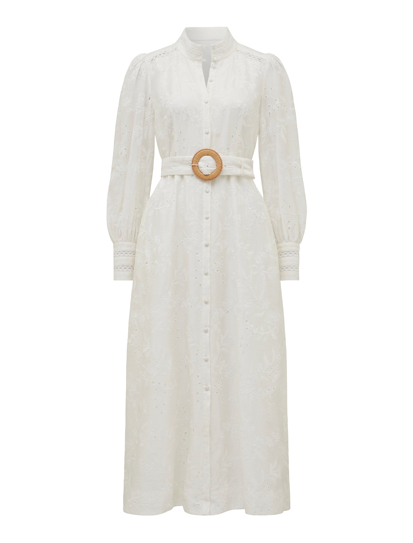 Autumn Embroidered Midi Dress Porcelain_mannequin