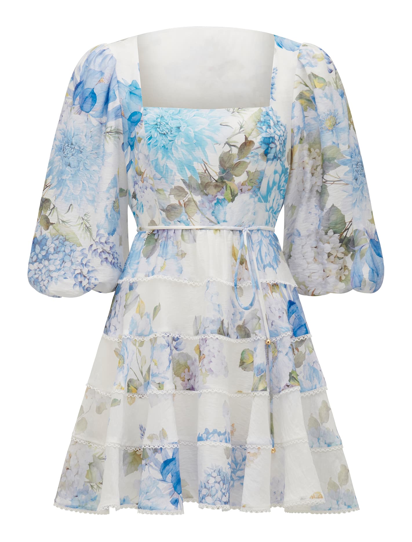 Esmie Petite Tiered Floral Skater Blue Warrantina_mannequin