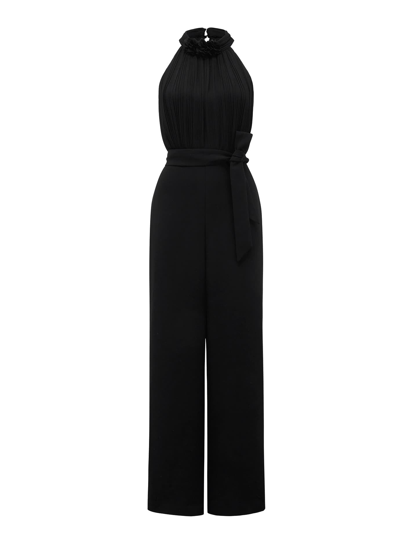 Carter Pleated Rosette Jumpsuit Black_mannequin