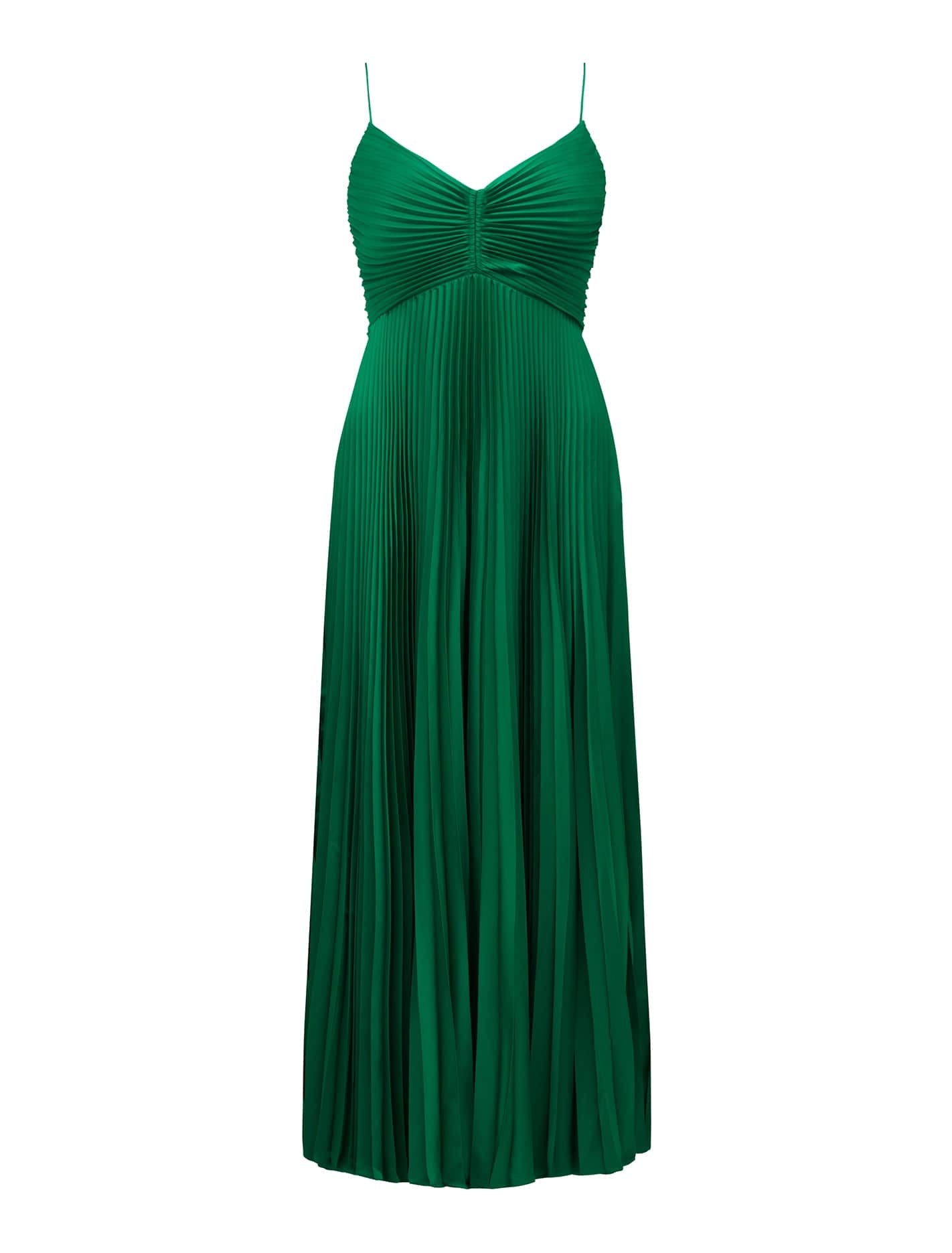 Geri Petite Tie Back Pleated Maxi Green_mannequin