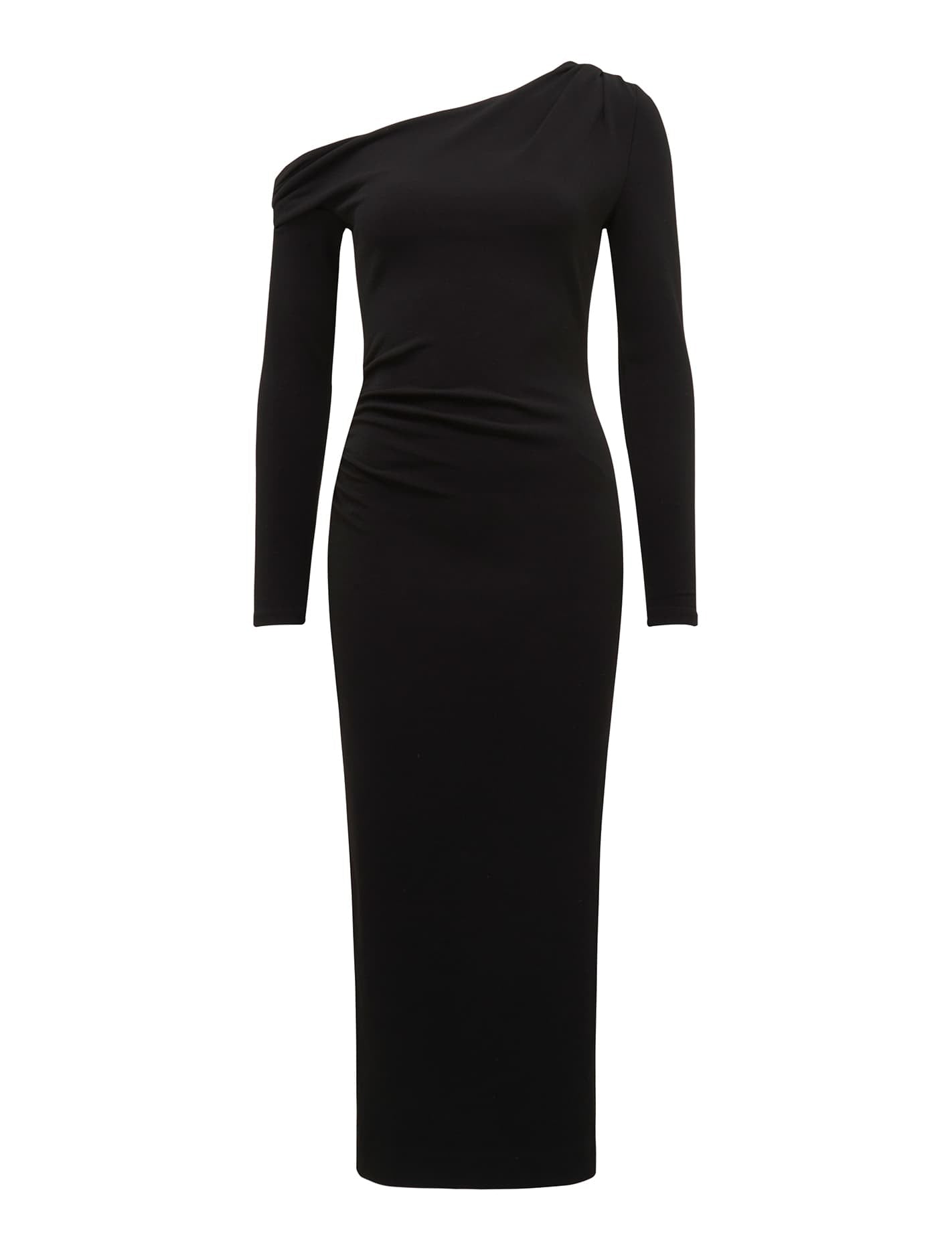 Alex Tipped Shoulder Long Sleeve Midi Black_mannequin