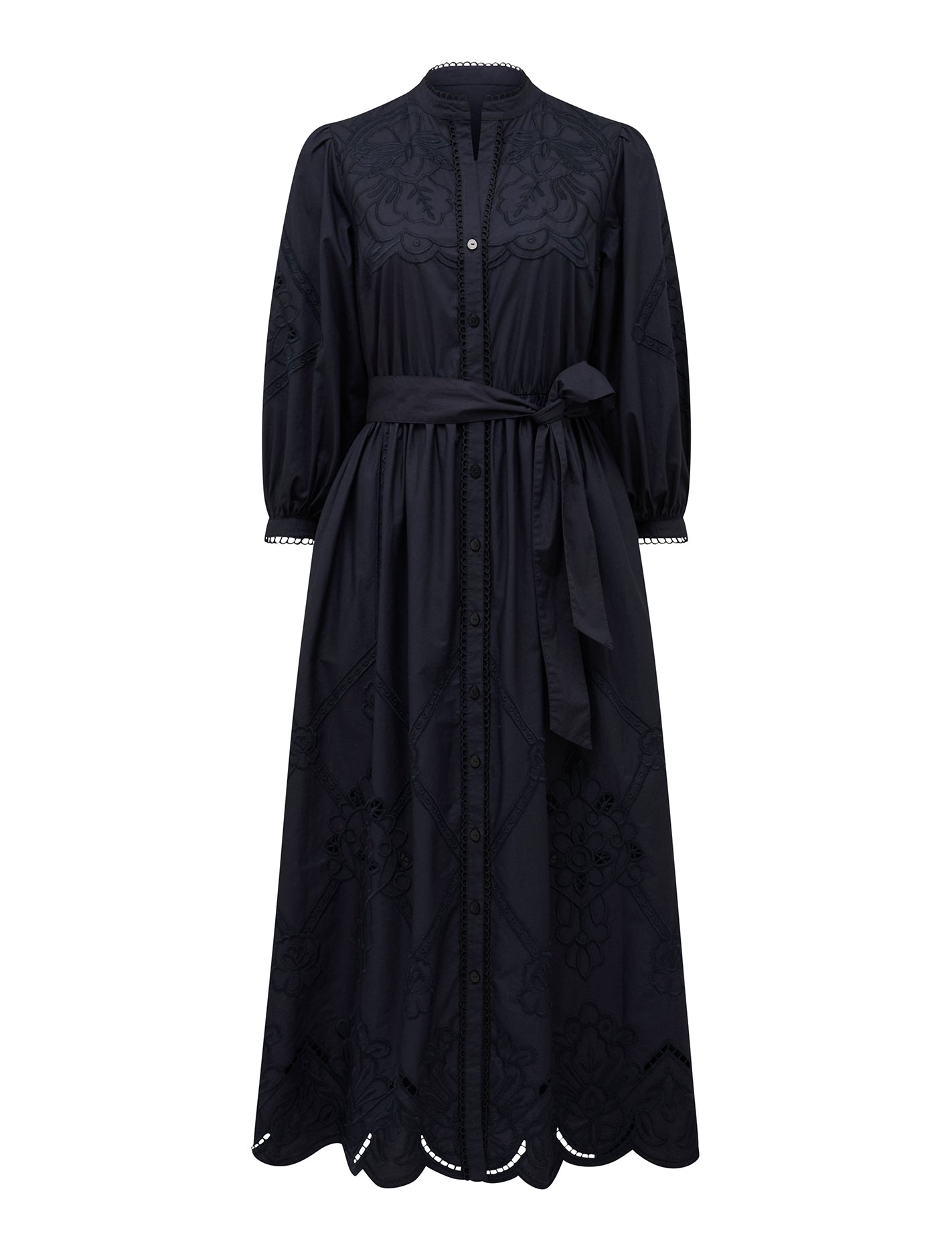 Aisha Broderie Midi Dress Navy_mannequin