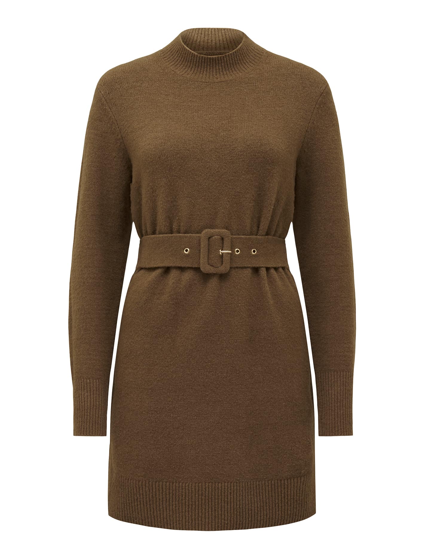 Astrid Belted Knit Mini Dress Hazelnut_mannequin