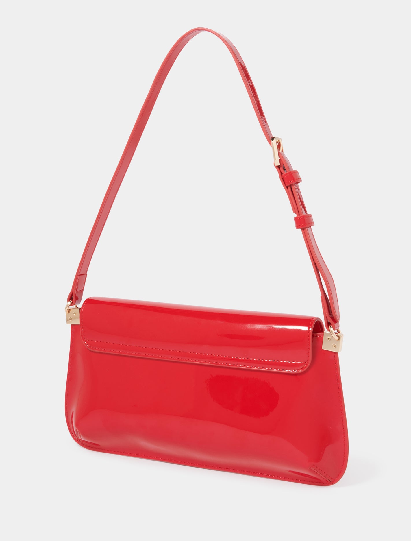 Signature Shiloh Baguette Bag Red Patent_mannequin