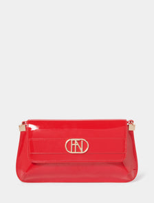 Signature Shiloh Baguette Bag Red Patent_mannequin