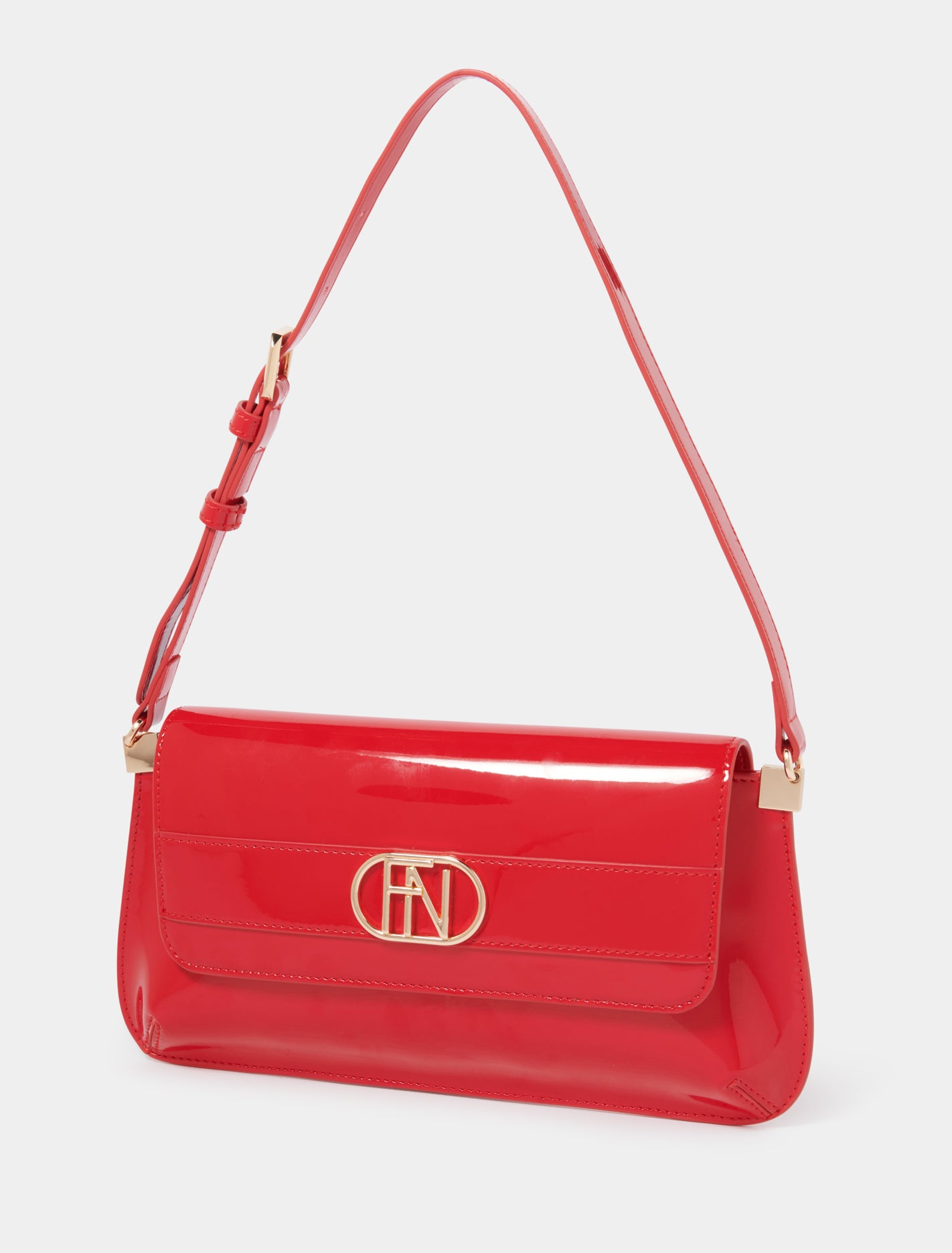 Signature Shiloh Baguette Bag Red Patent_mannequin