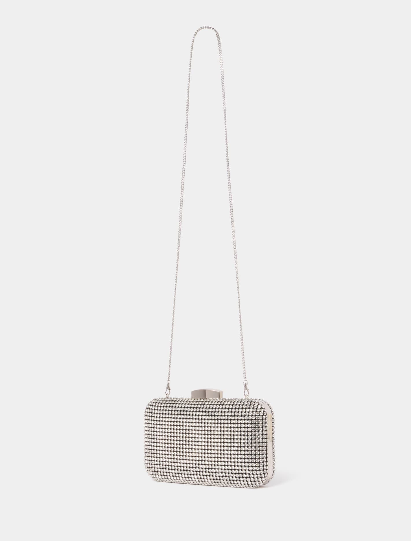 Signature Melody Sparkly Hardcase Clutch Silver_mannequin