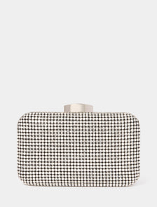 Signature Melody Sparkly Hardcase Clutch Silver_mannequin