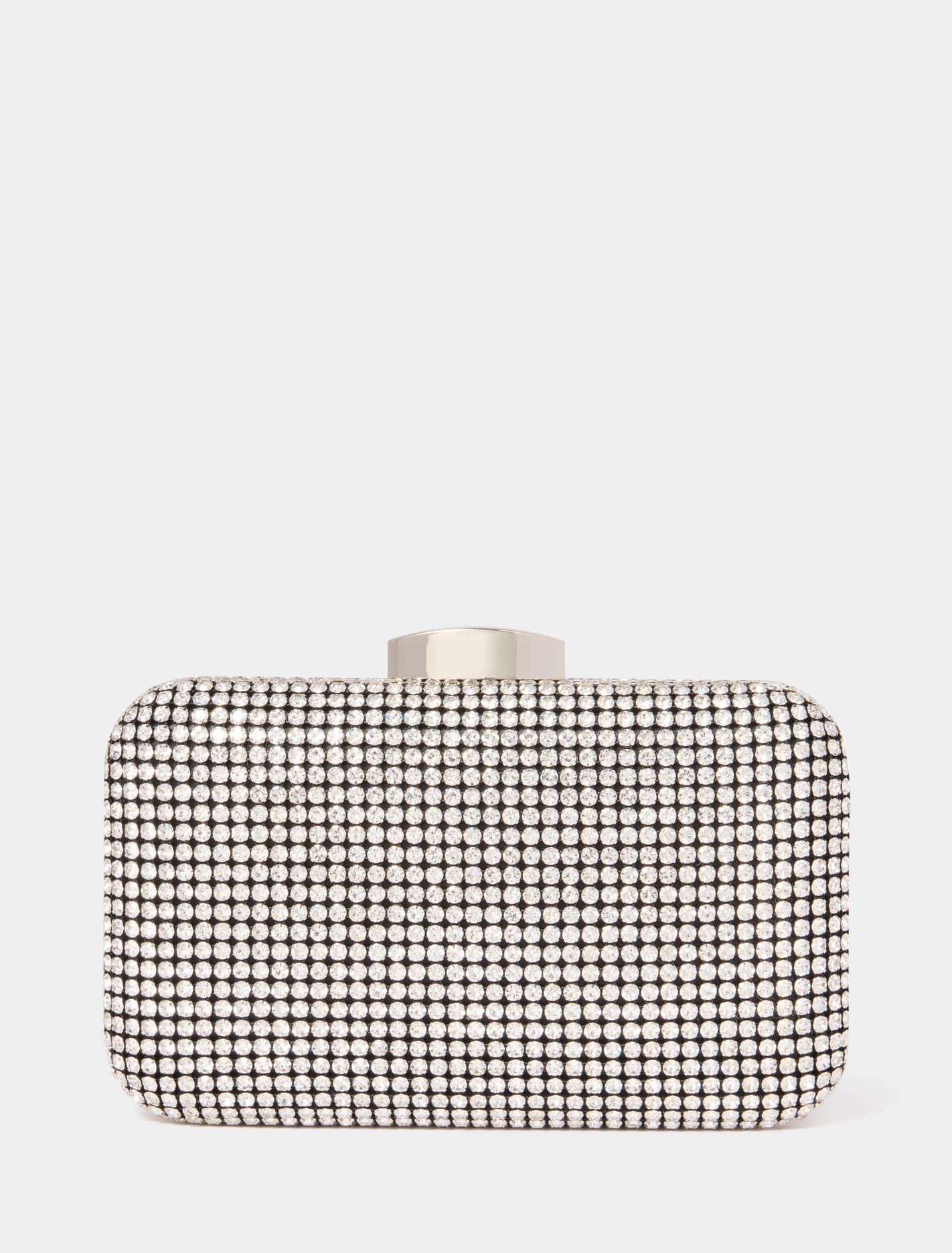 Signature Melody Sparkly Hardcase Clutch Silver_mannequin
