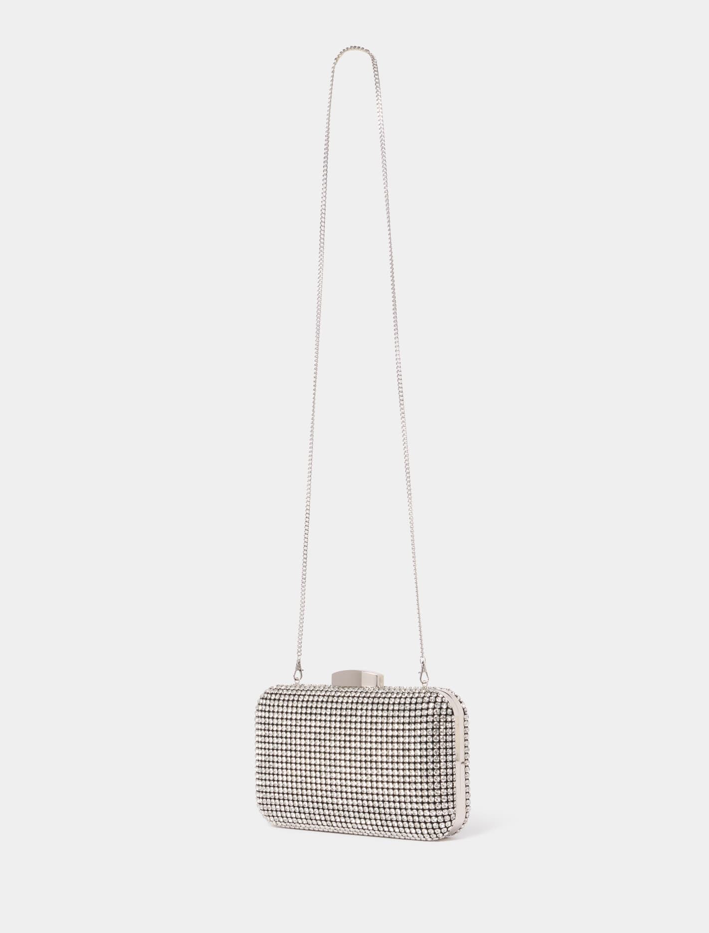 Signature Melody Sparkly Hardcase Clutch Silver_mannequin