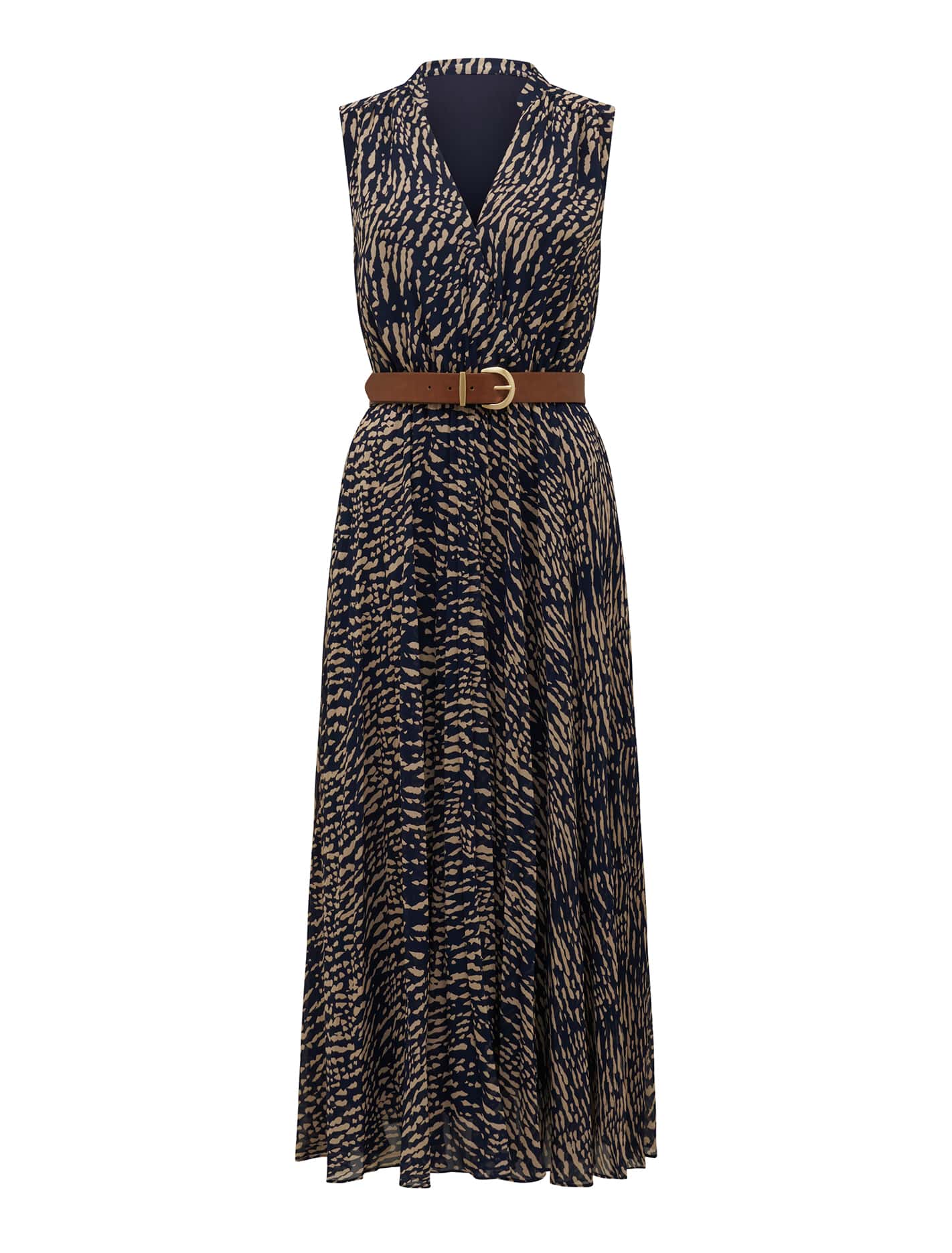 Barbara Sleeveless Pleated Dress Dalston Abstract_mannequin