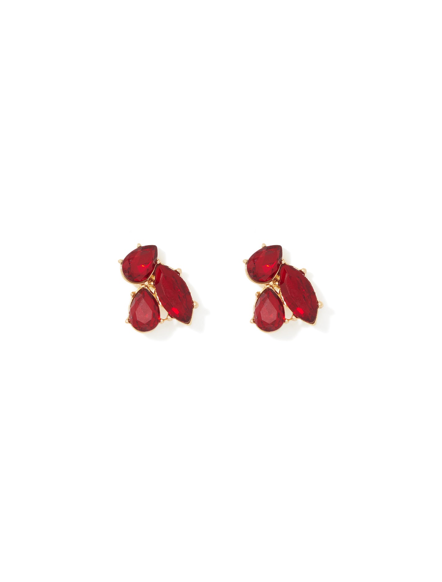 Tilly Teardrop Cluster Earrings Red_mannequin