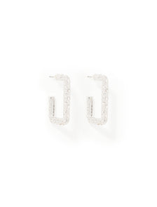 Sam Square Stone Hoop Silver/ Crystal_mannequin