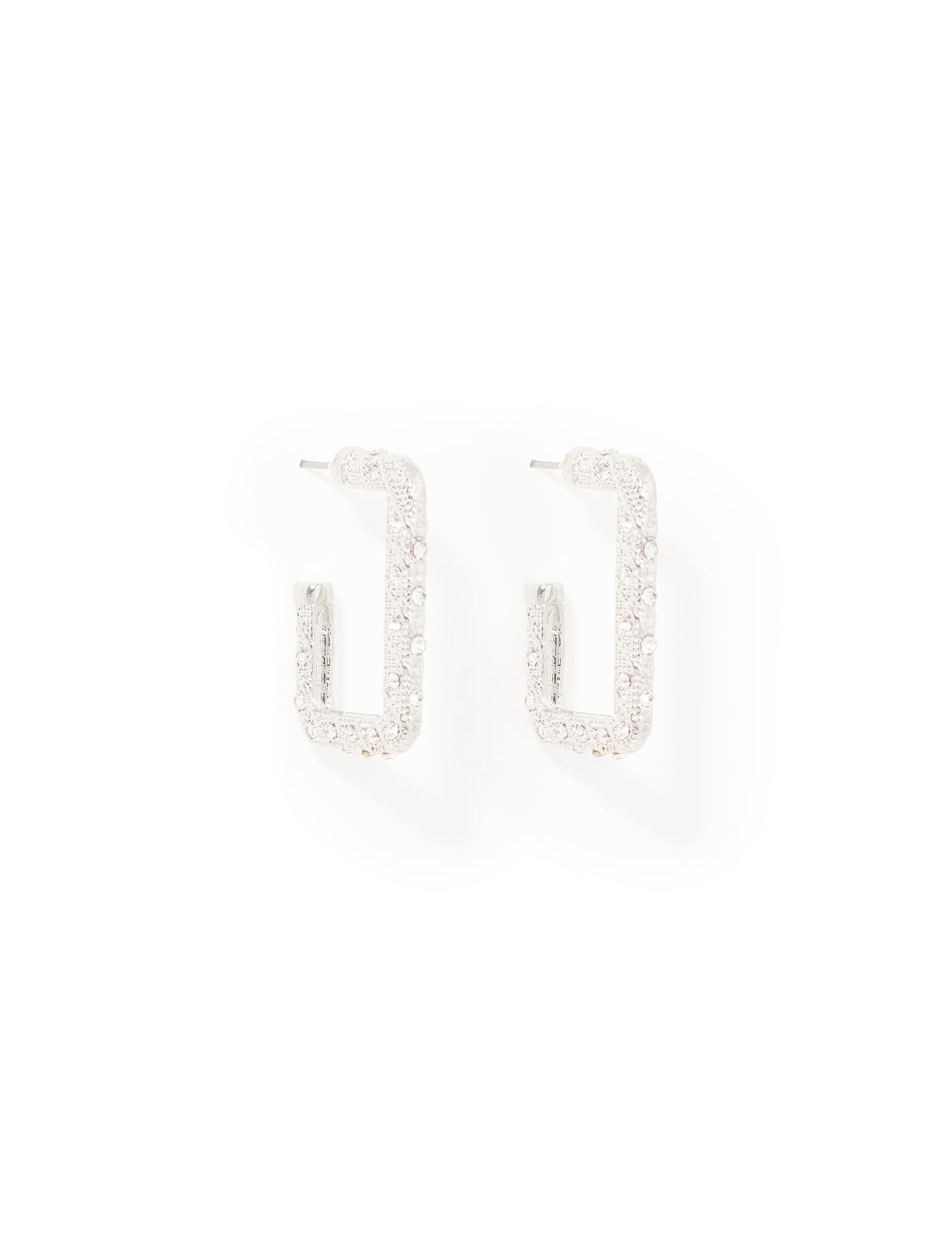 Sam Square Stone Hoop Silver/ Crystal_mannequin